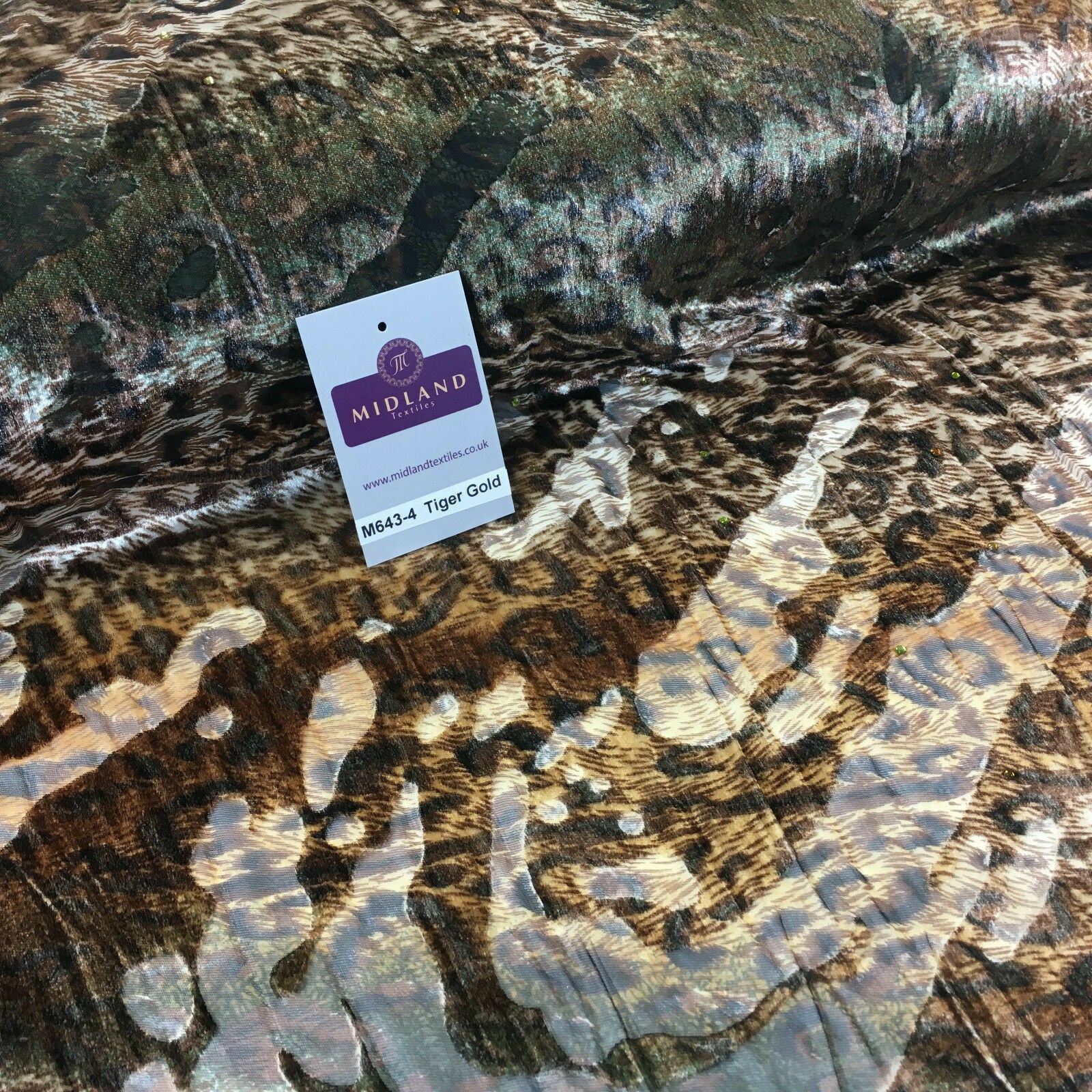 Animal print Velvet Devore Chiffon diagonal stone embellishment 55' wide M643