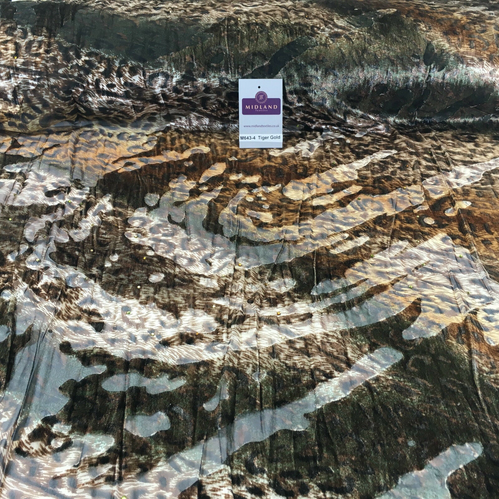 Animal print Velvet Devore Chiffon diagonal stone embellishment 55' wide M643