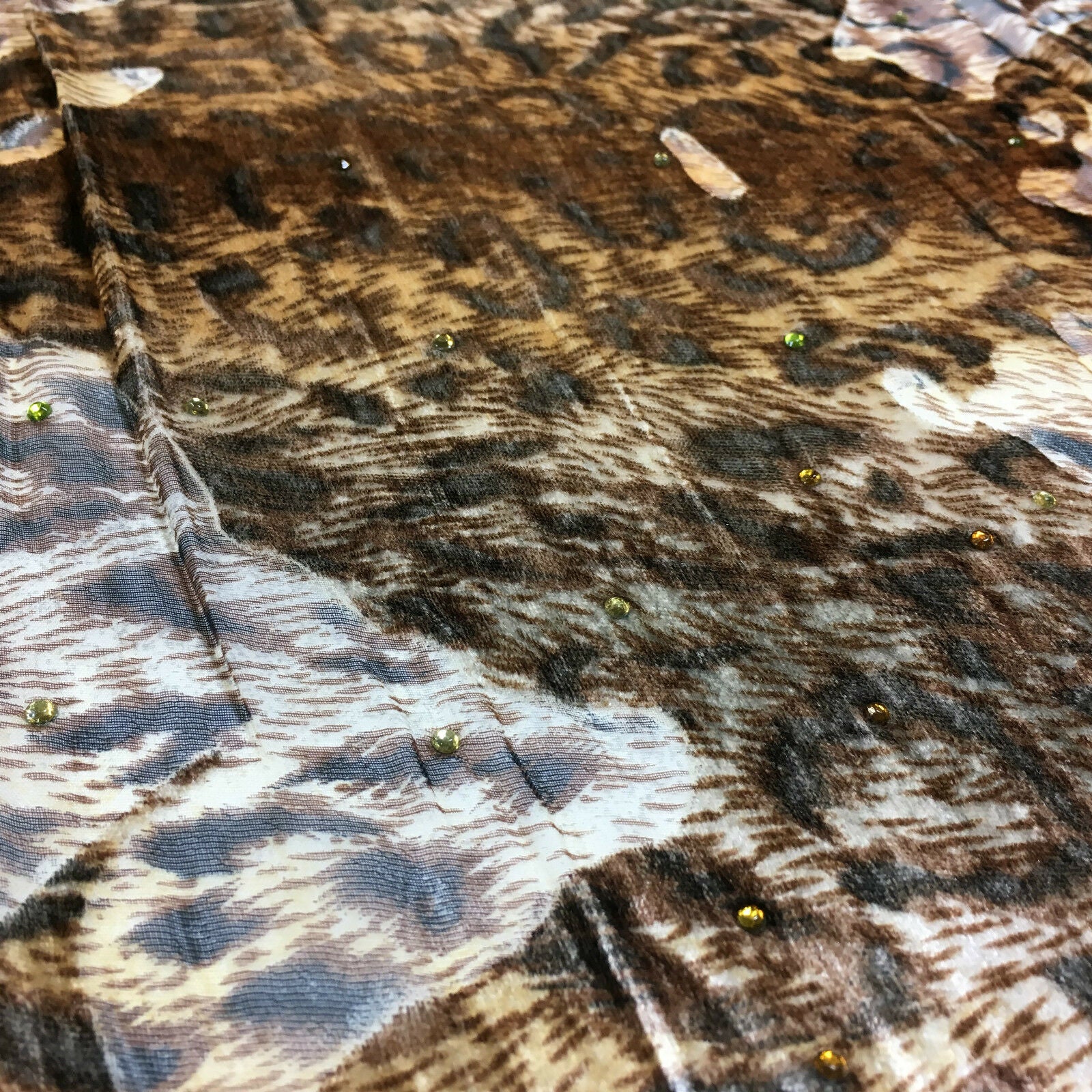 Animal print Velvet Devore Chiffon diagonal stone embellishment 55' wide M643