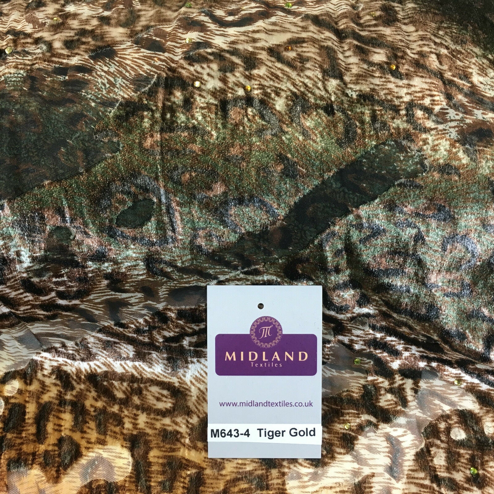 Animal print Velvet Devore Chiffon diagonal stone embellishment 55' wide M643