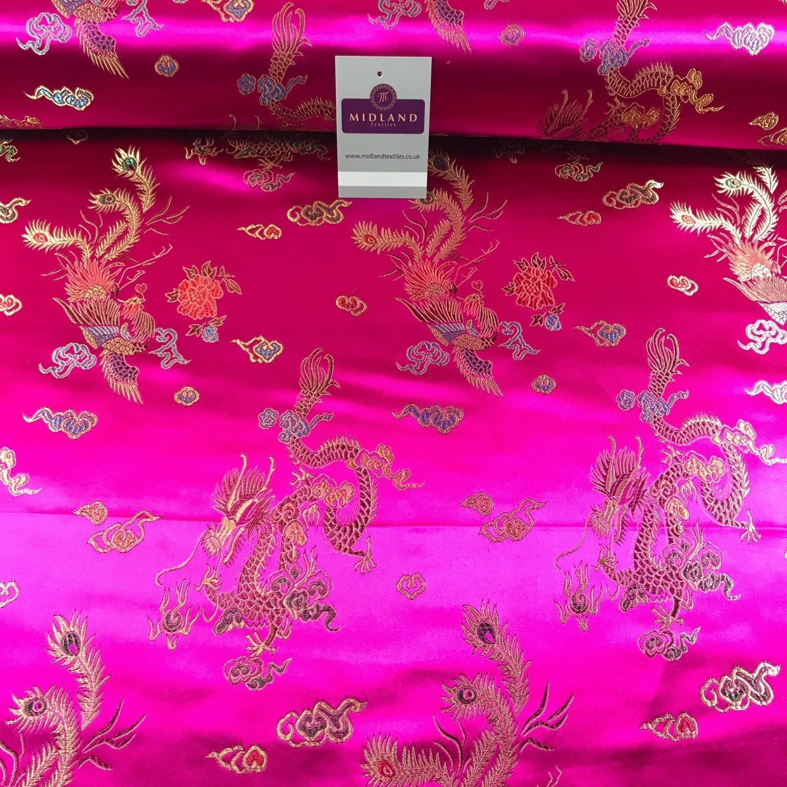 Chinese oriental Dragon silky satin brocade dress fabric 45' wide M797