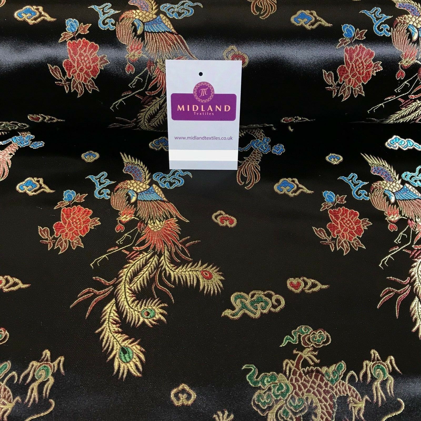 Chinese oriental Dragon silky satin brocade dress fabric 45' wide M797