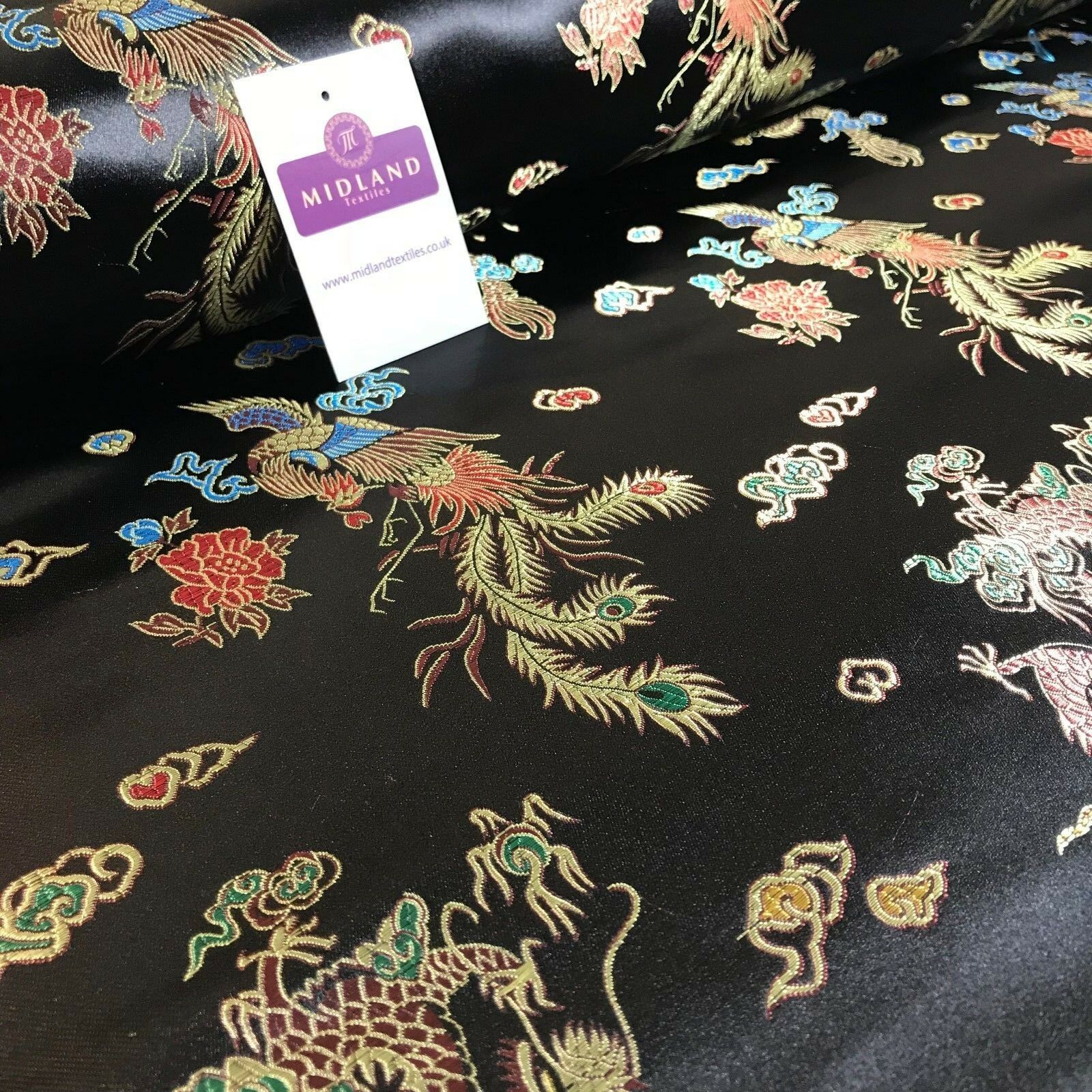 Chinese oriental Dragon silky satin brocade dress fabric 45' wide M797