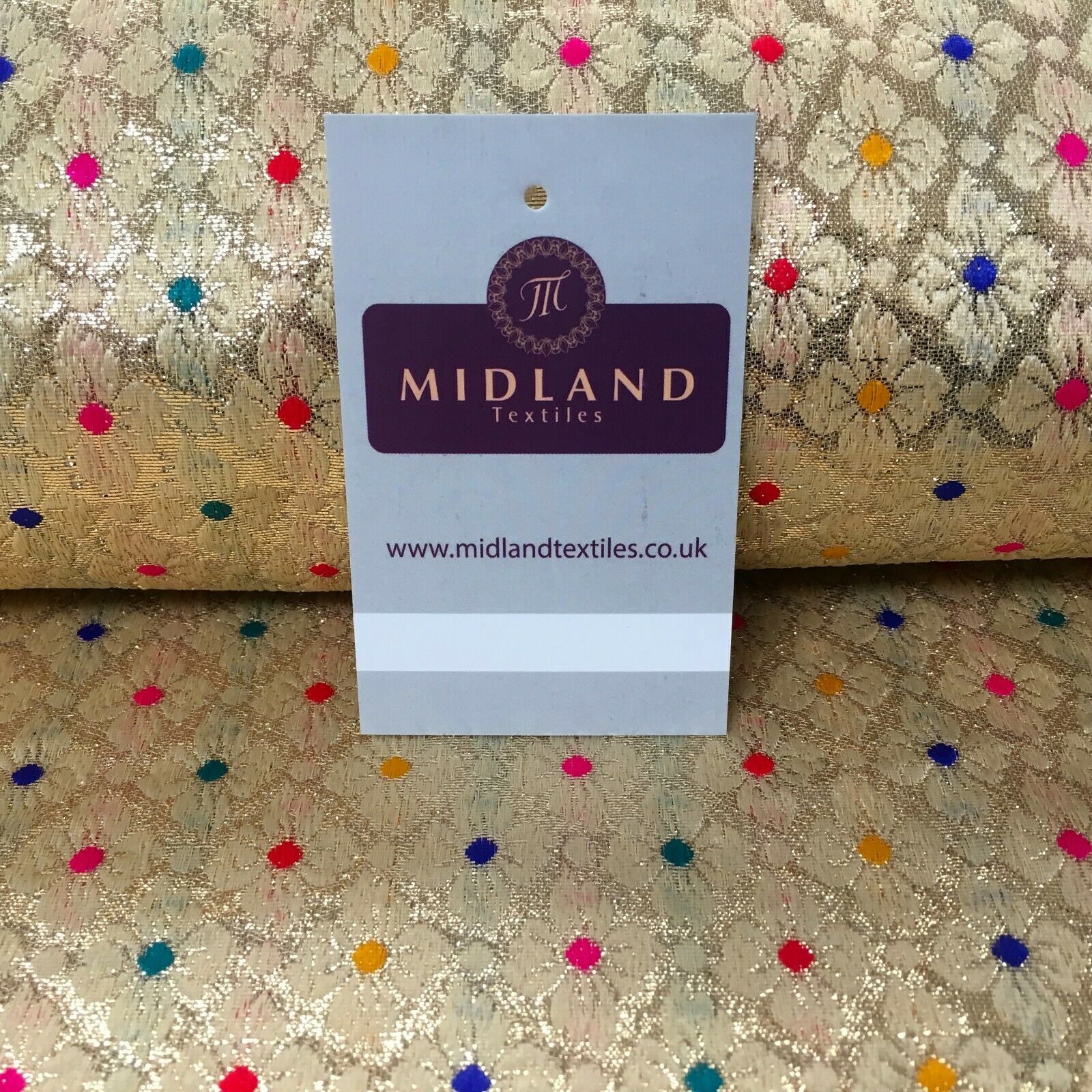 Floral geometric multicoloured dot banarsi Brocade Fabric 110cm Wide MA1118