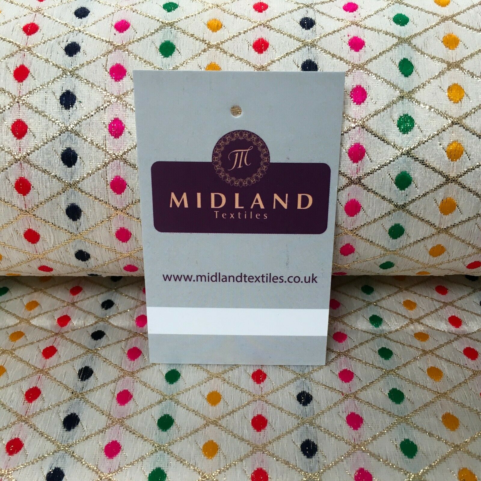 Floral geometric multicoloured dot banarsi Brocade Fabric 110cm Wide MA1118