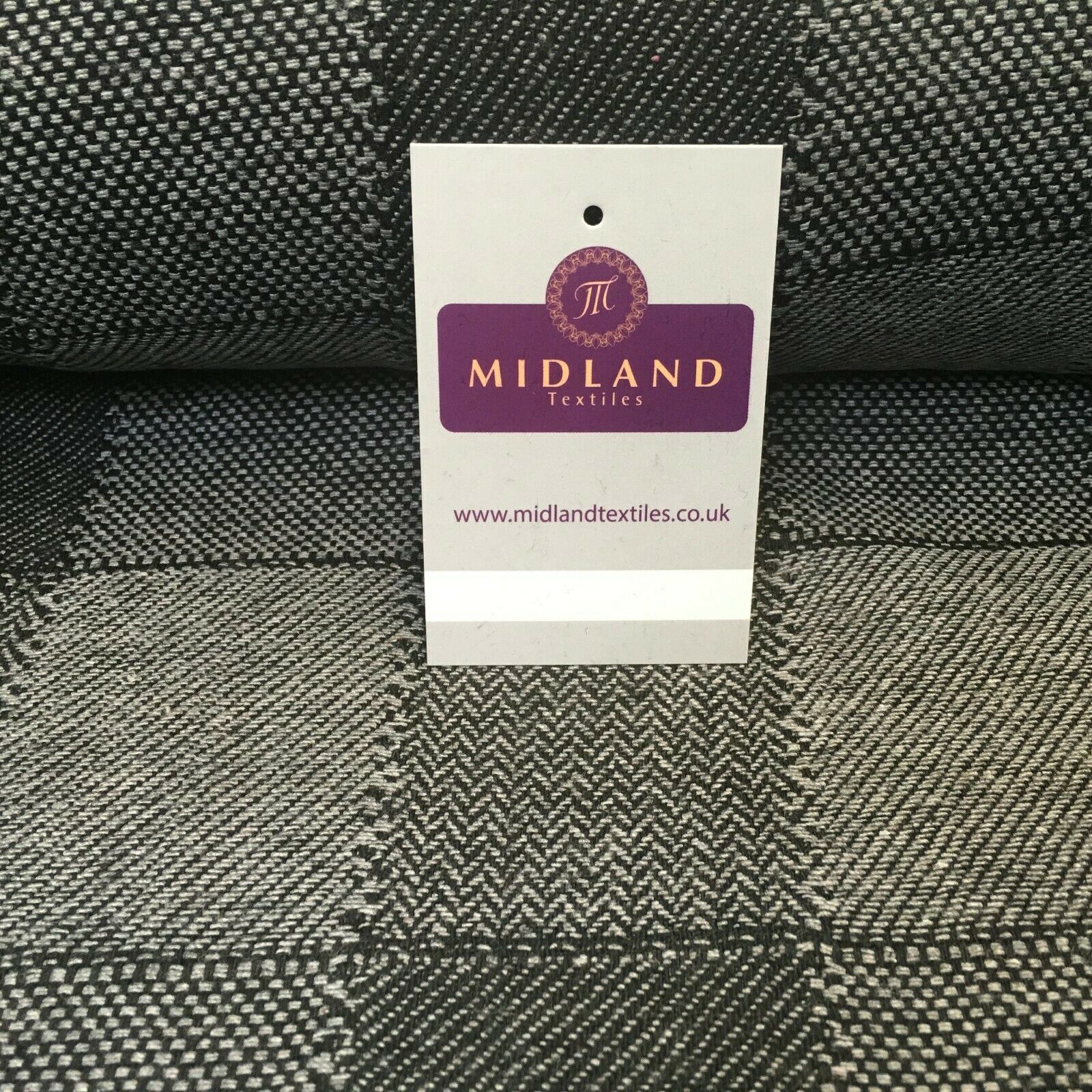 Grey & Black Check wool blend Melton Coating Poly Boucle Fabric 147 cm MK1194-4