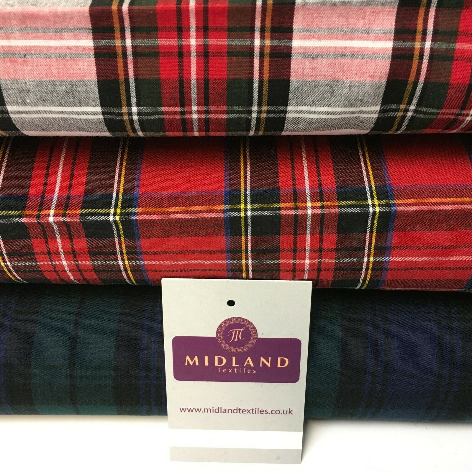 Flat Tartan Woven 100% Cotton Poplin ideal for clothing Fabric 147cm Wide MD1053