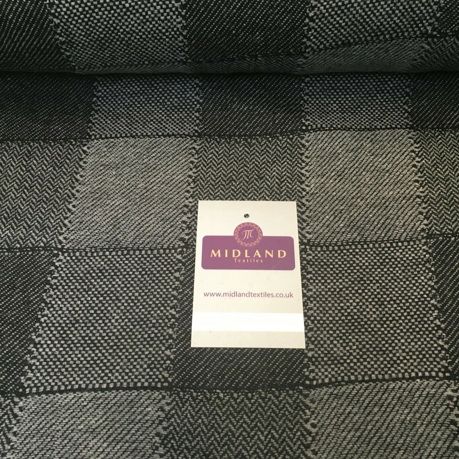 Grey & Black Check wool blend Melton Coating Poly Boucle Fabric 147 cm MK1194-4