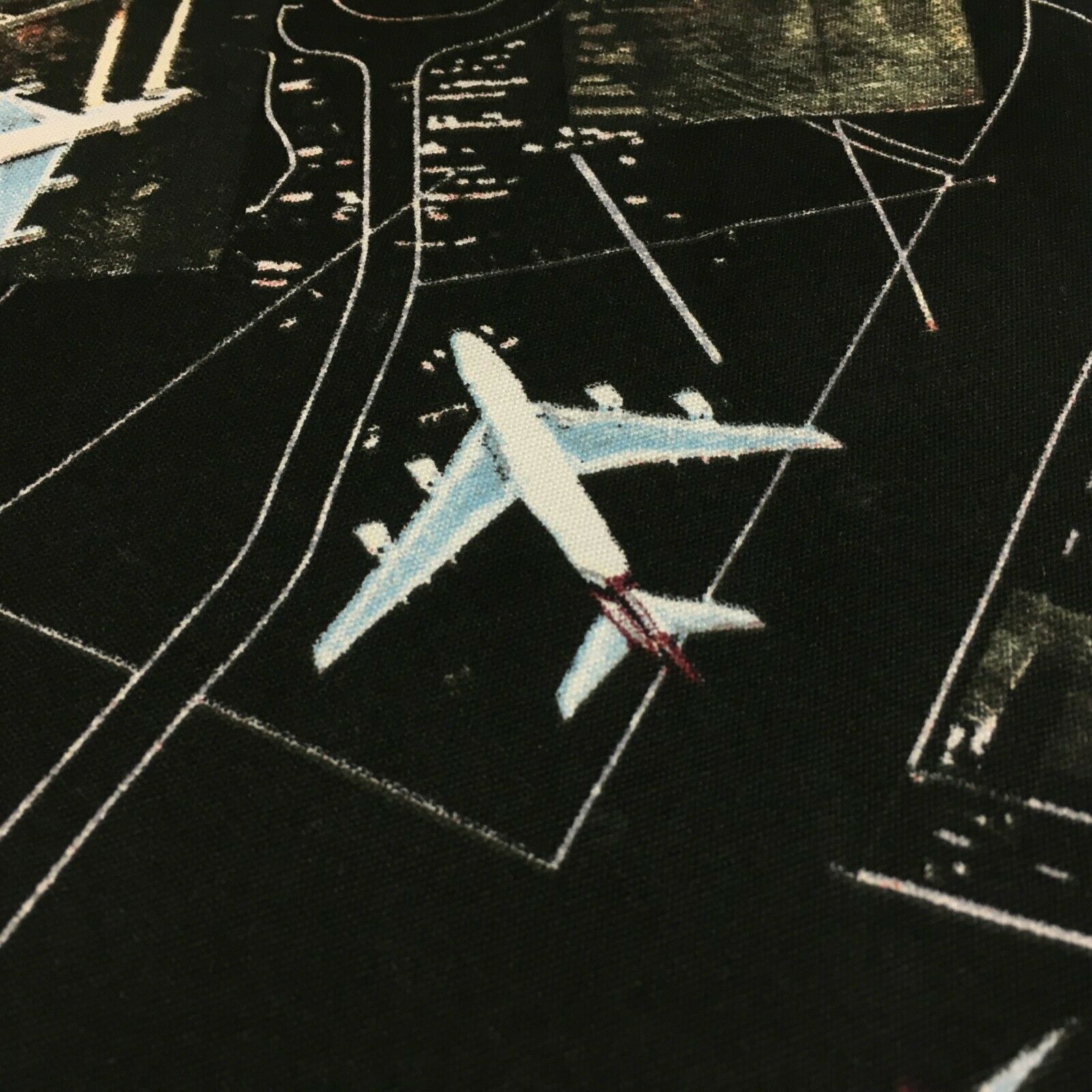 Black Airport Landing Aeroplanes 100% Cotton Canvas Fabric 150 cm Wide MK856-17
