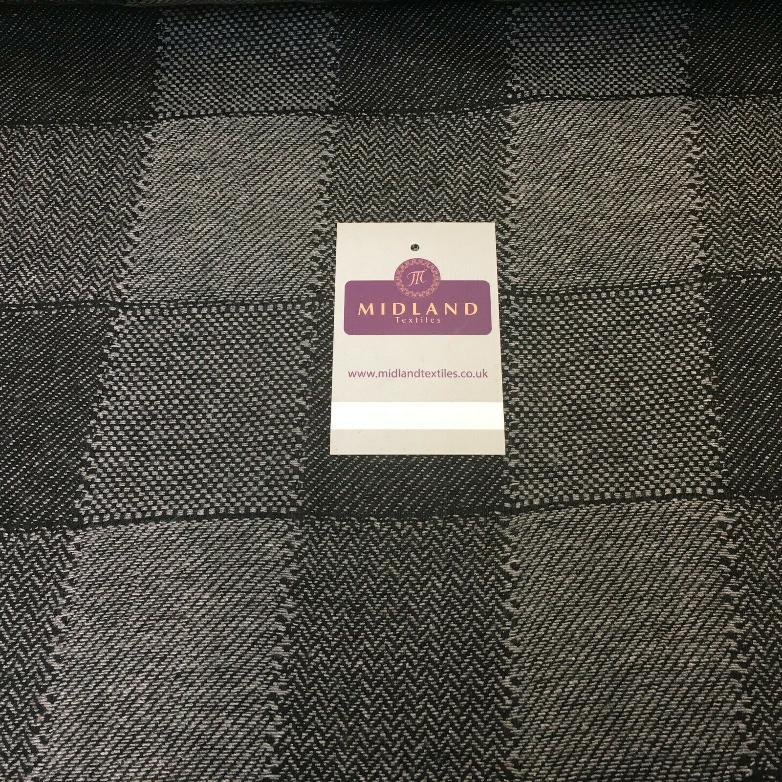 Grey & Black Check wool blend Melton Coating Poly Boucle Fabric 147 cm MK1194-4