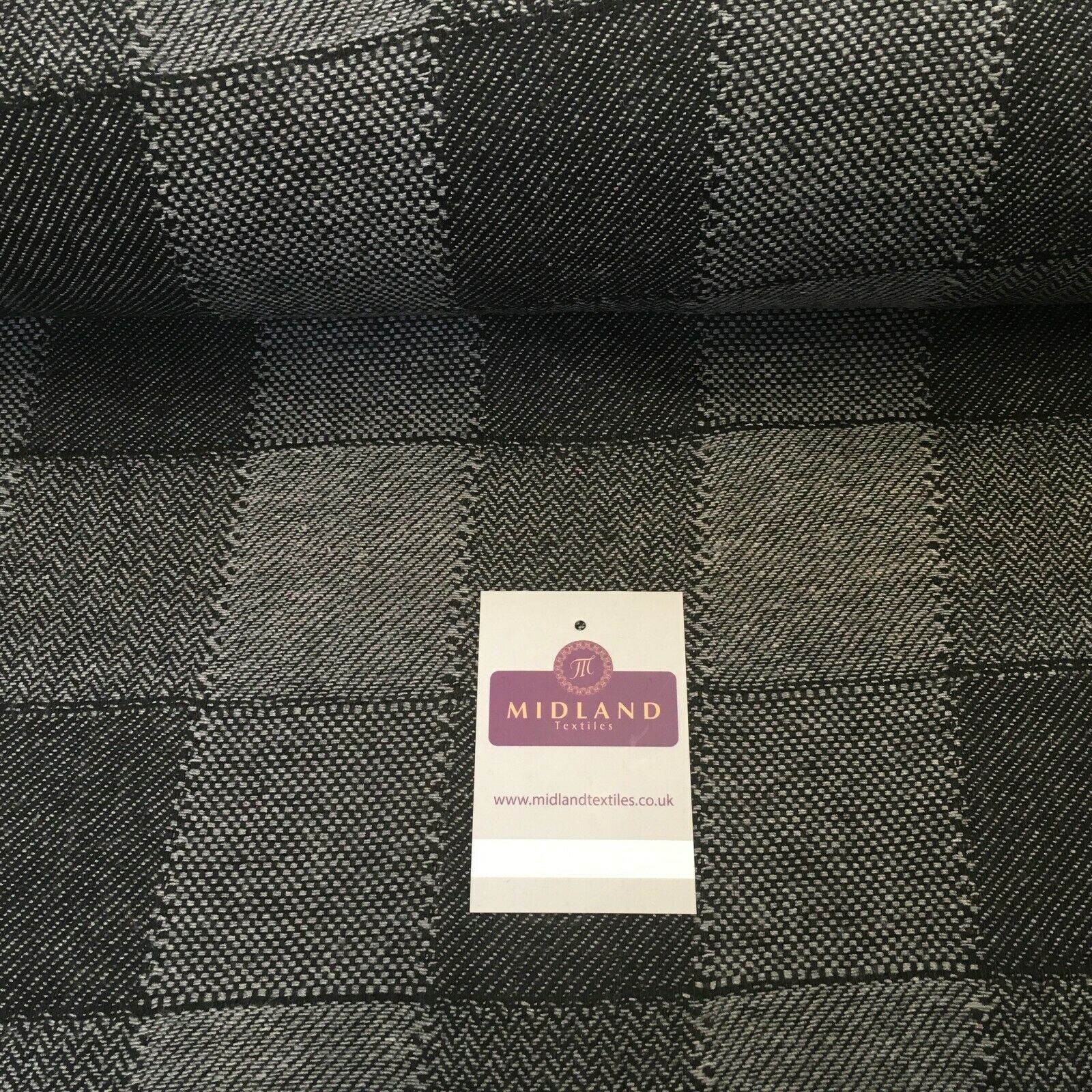 Grey & Black Check wool blend Melton Coating Poly Boucle Fabric 147 cm MK1194-4