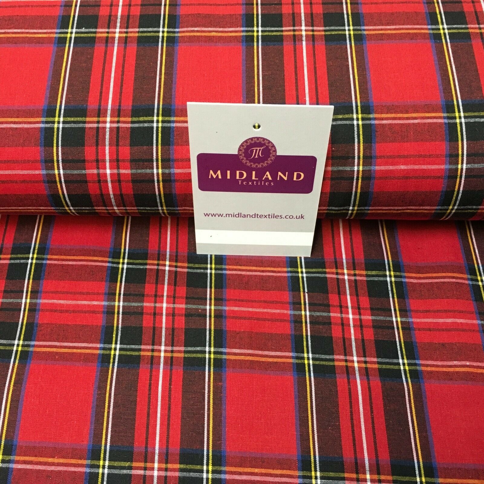 Flat Tartan Woven 100% Cotton Poplin ideal for clothing Fabric 147cm Wide MD1053