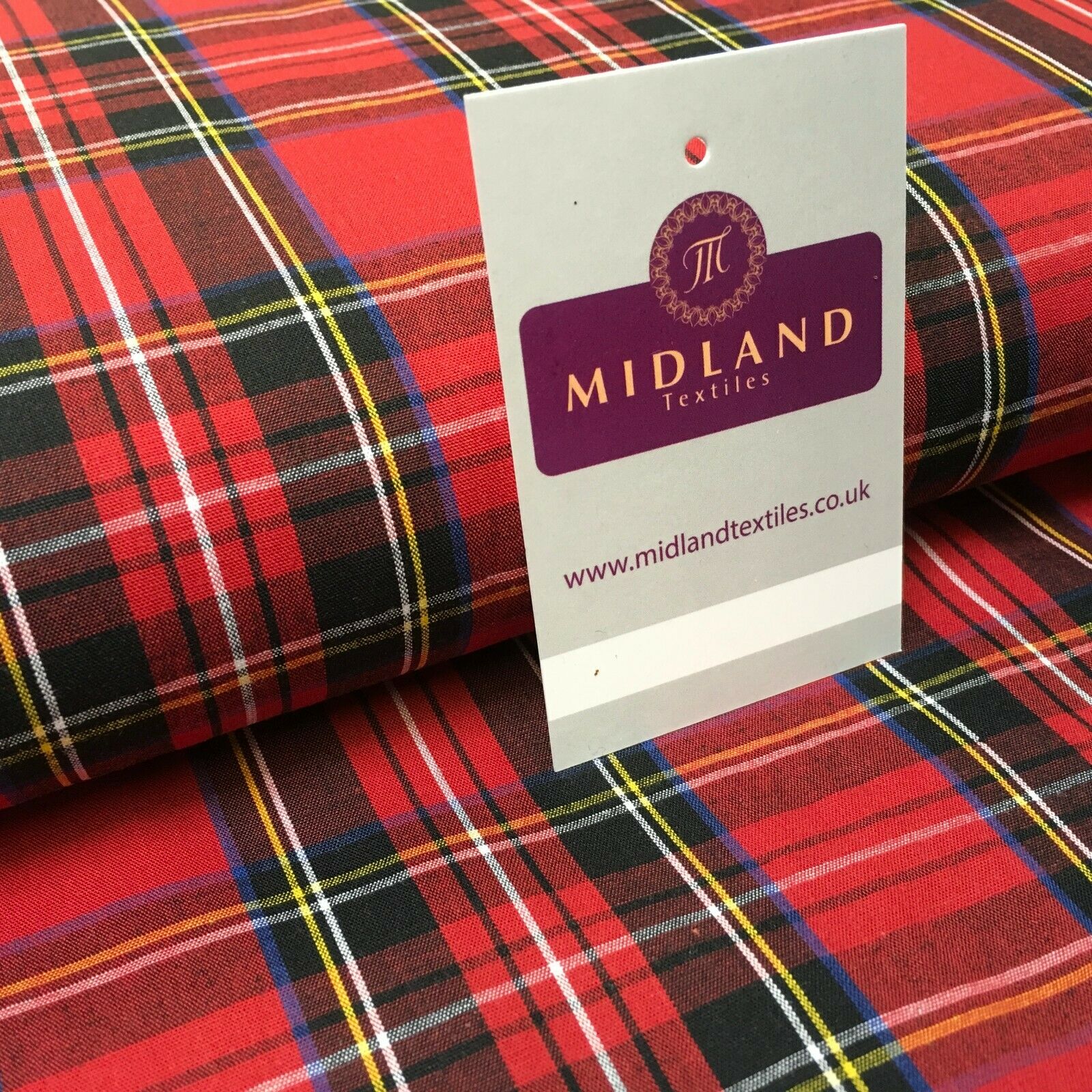 Flat Tartan Woven 100% Cotton Poplin ideal for clothing Fabric 147cm Wide MD1053