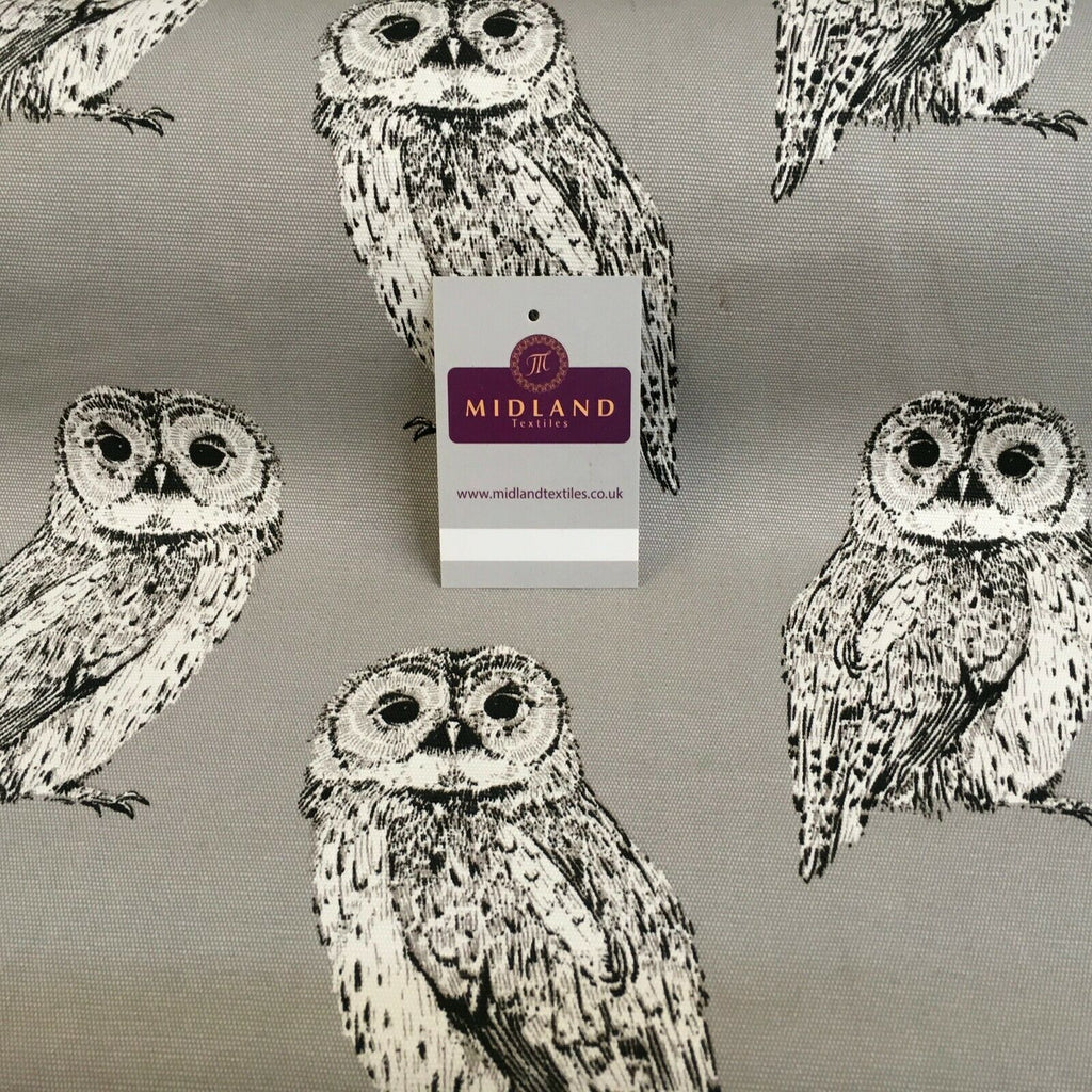 Grey Owls Printed 100% Cotton Canvas Craft Fabric 150 Cm Wide Mtex MK856-21