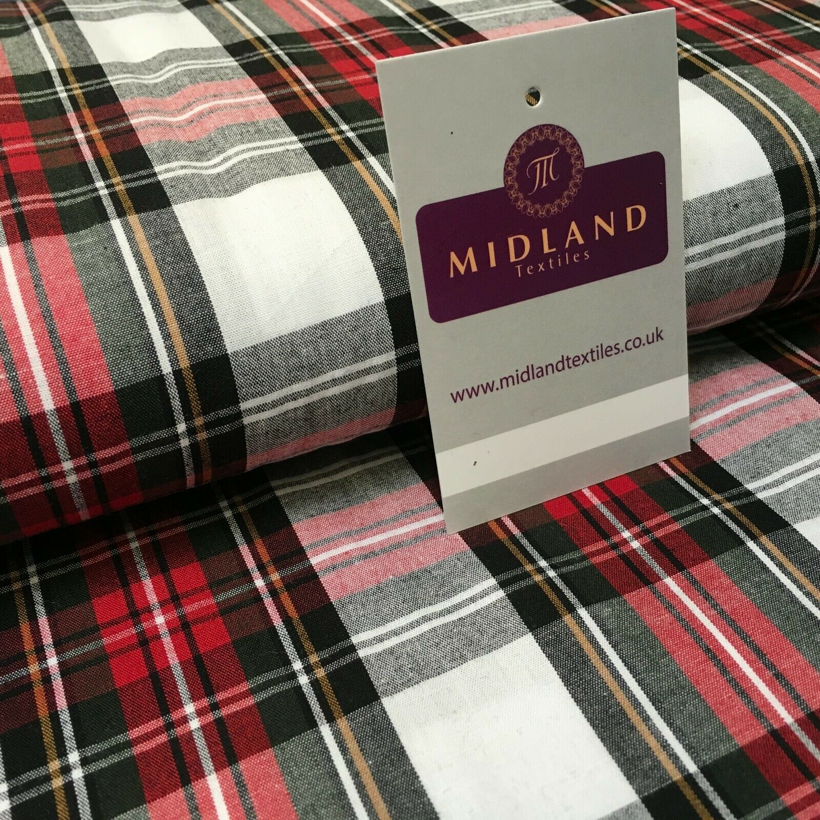 Flat Tartan Woven 100% Cotton Poplin ideal for clothing Fabric 147cm Wide MD1053