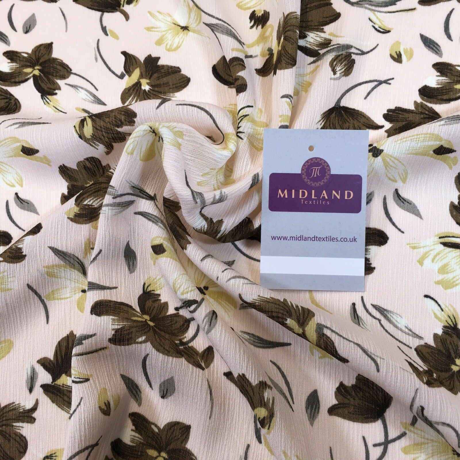 Floral printed Crinkle Chiffon dress scarf fabric 58' M778 Mtex