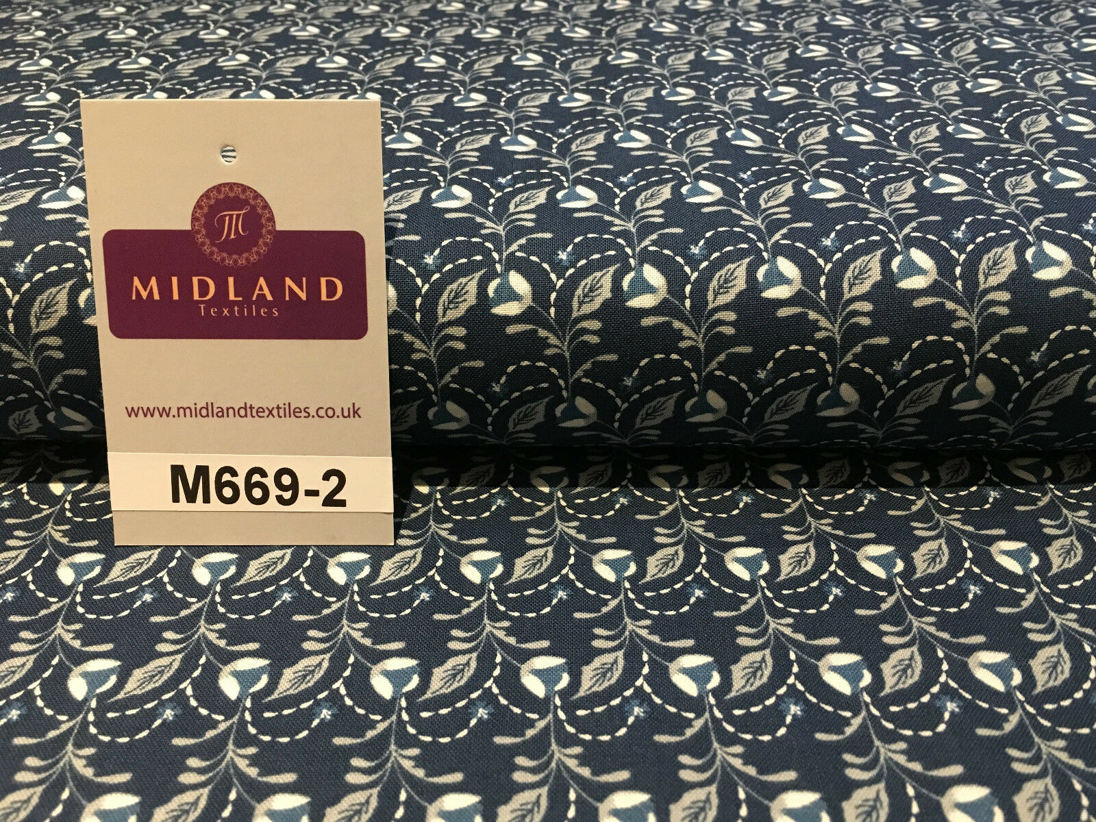 Blue William Morris inspired Butterfly and leaves 100% cotton fabric 45' M669