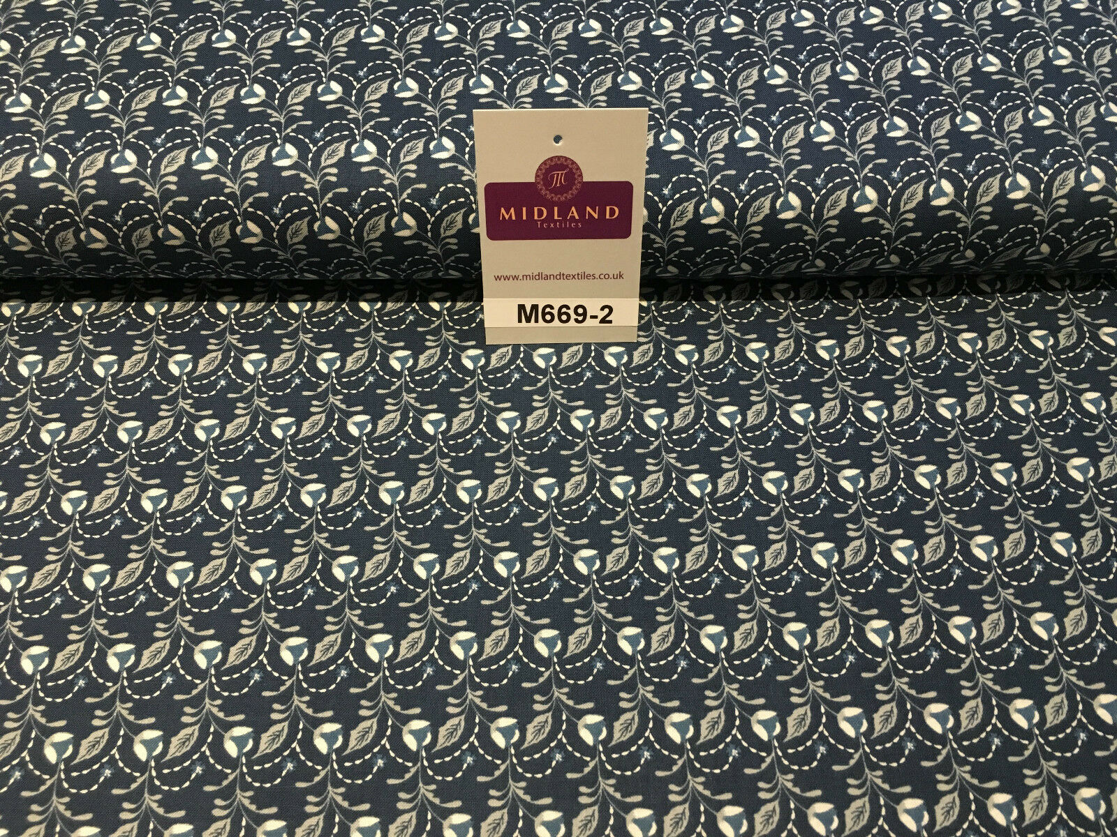 Blue William Morris inspired Butterfly and leaves 100% cotton fabric 45' M669