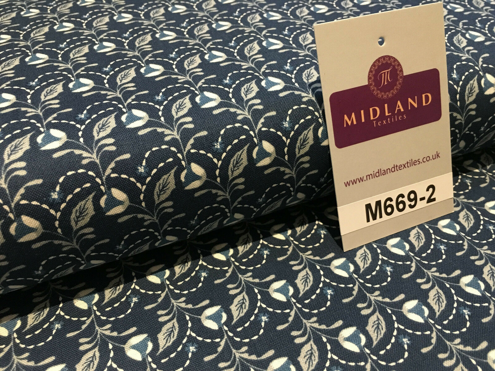 Blue William Morris inspired Butterfly and leaves 100% cotton fabric 45' M669