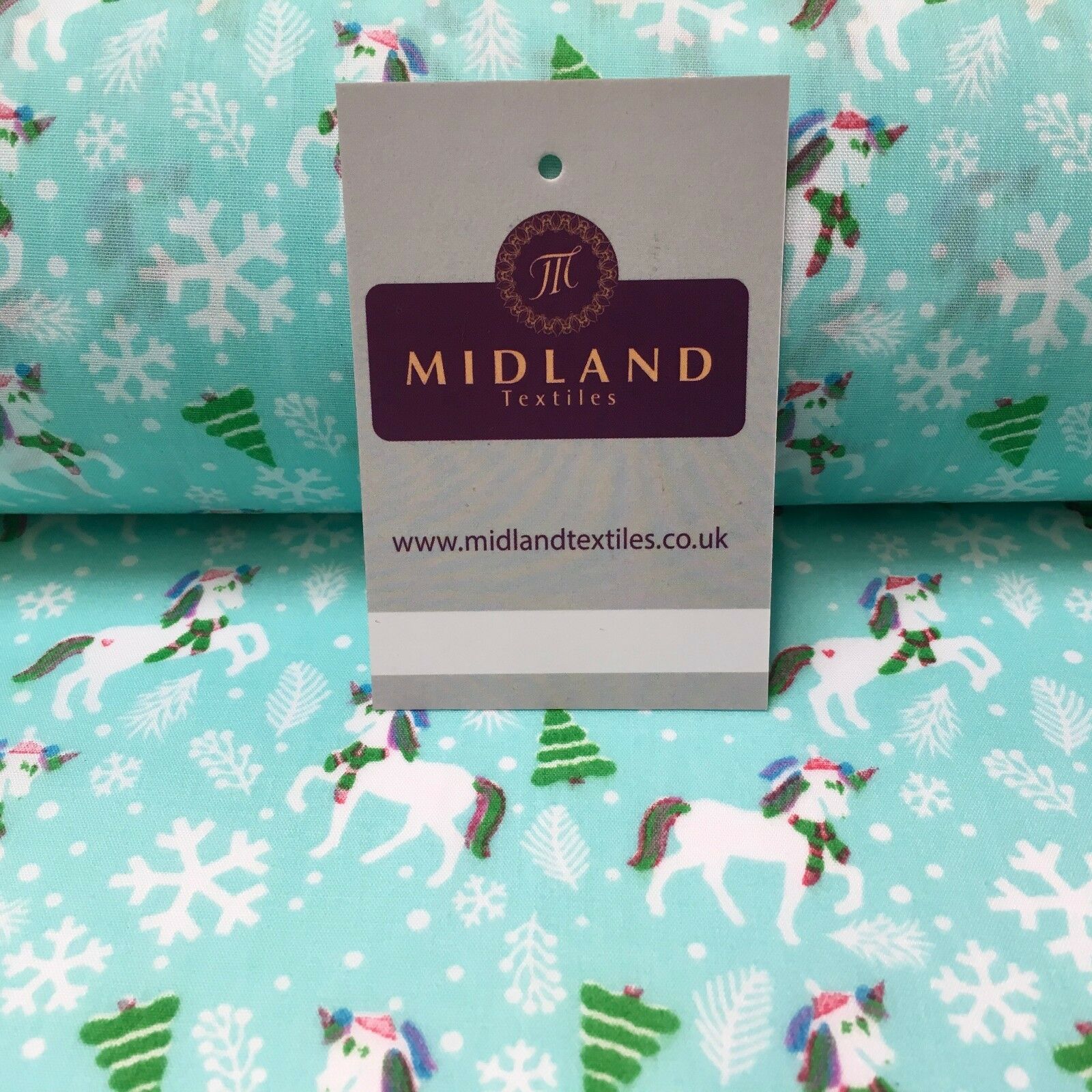 Festive Christmas Snowflake Unicorn Printed poly cotton Fabric 44' Wide MH972