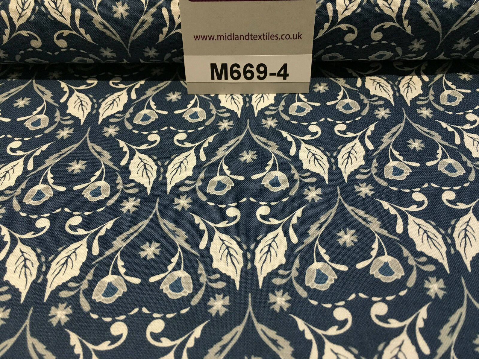 Blue William Morris inspired Butterfly and leaves 100% cotton fabric 45' M669