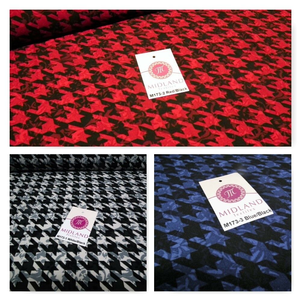 Dogtooth houndstooth soft feel printed crepe de chine fabric 58' M173 Mtex