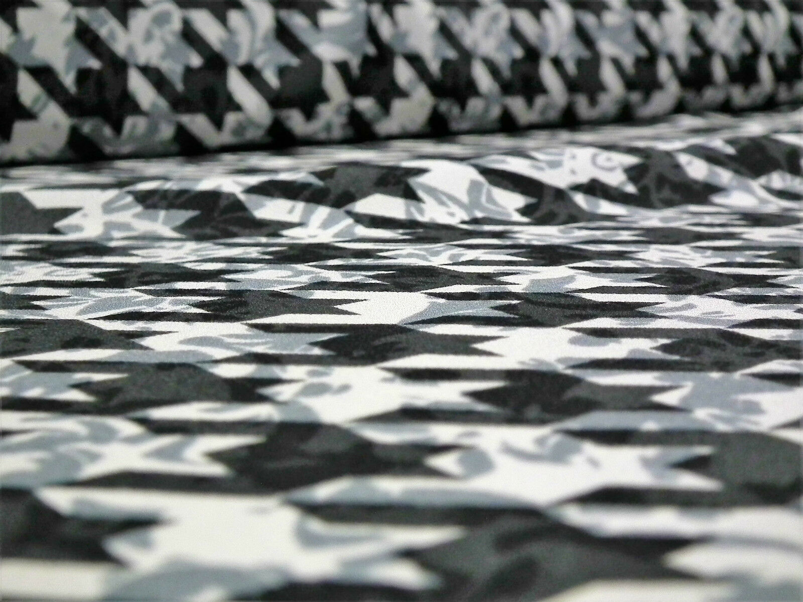 Dogtooth houndstooth soft feel printed crepe de chine fabric 58' M173 Mtex