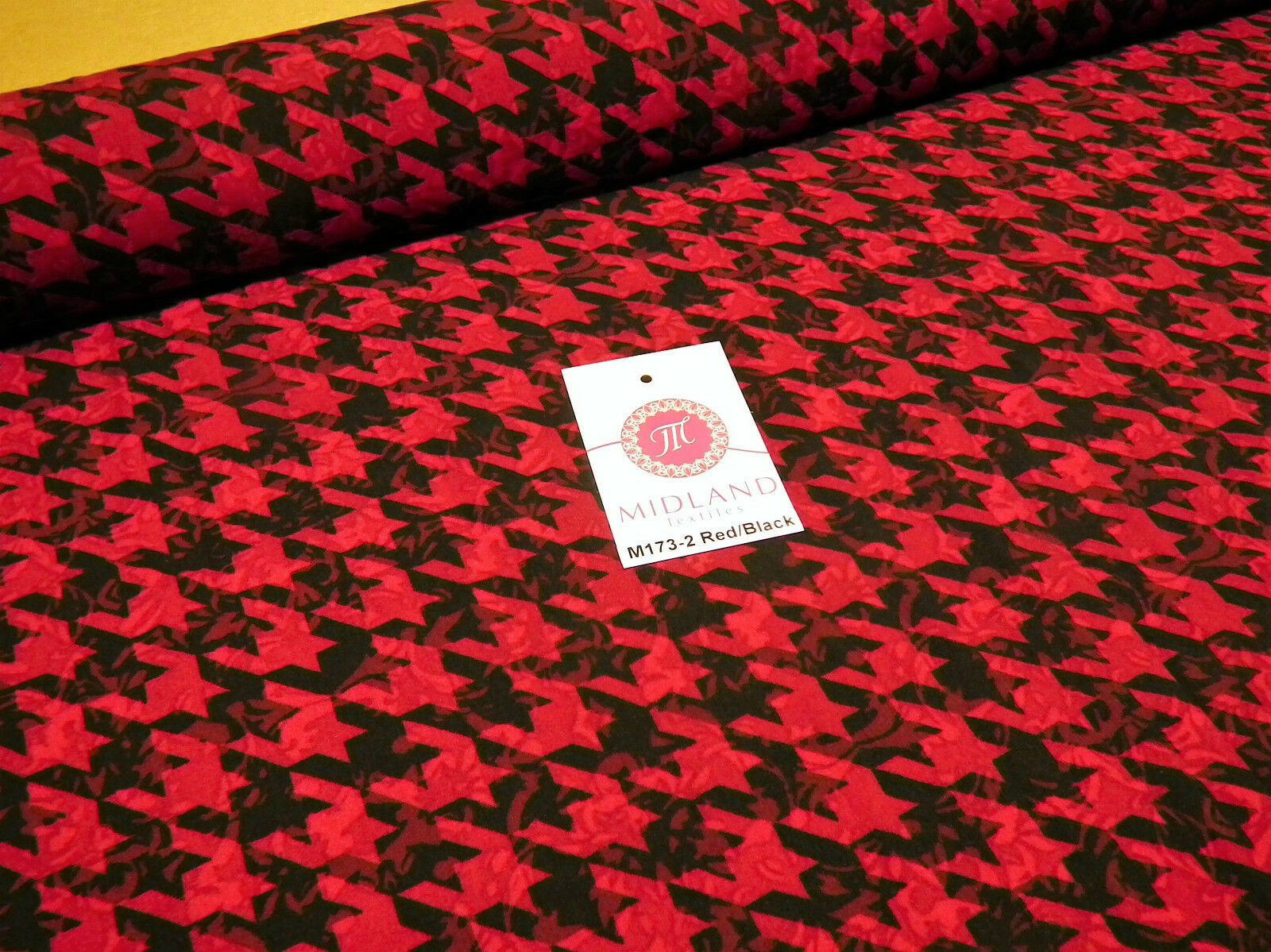 Dogtooth houndstooth soft feel printed crepe de chine fabric 58' M173 Mtex