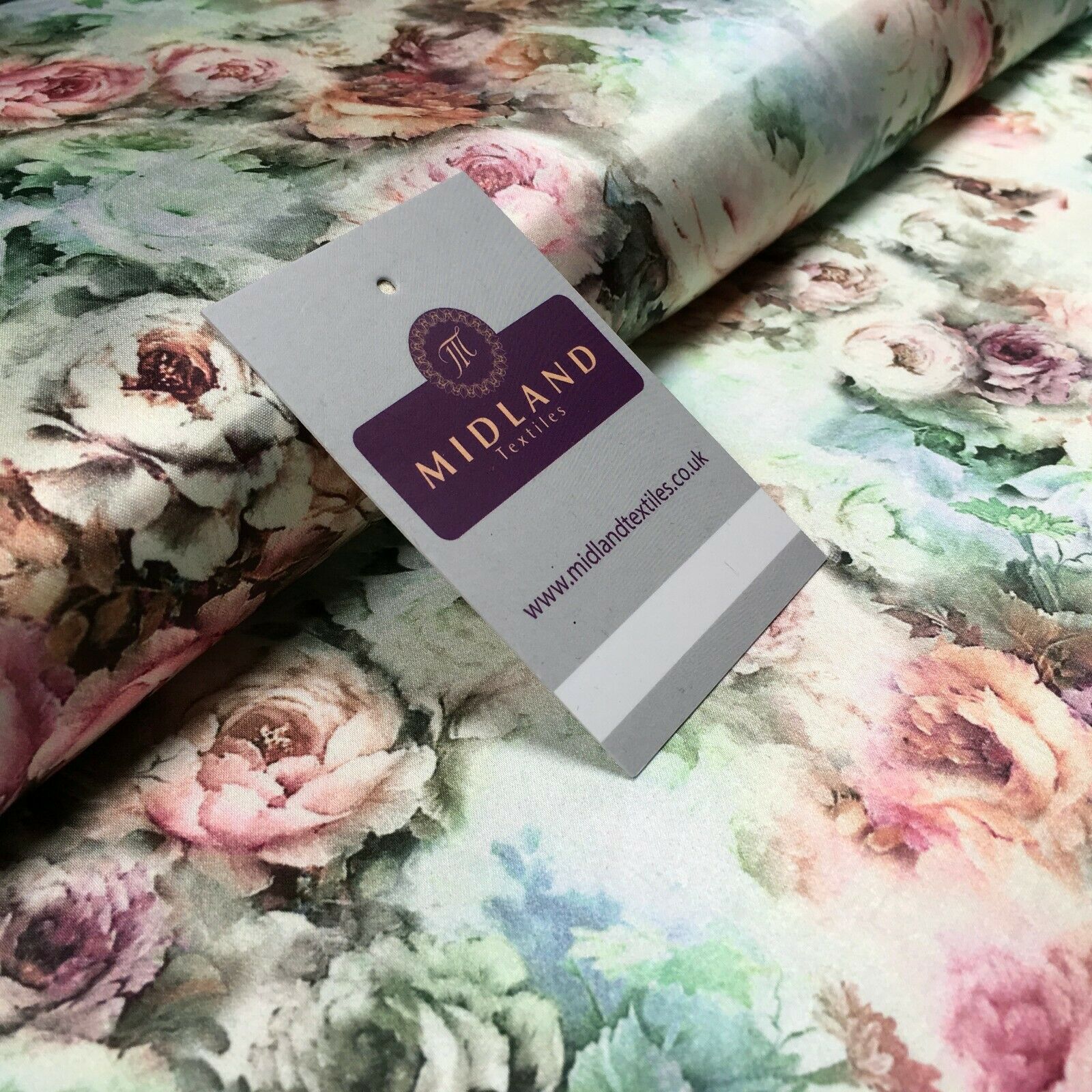 Floral Vintage Soft Digital Printed Satin Dress Fabric 110 cm Wide MA1141 Mtex