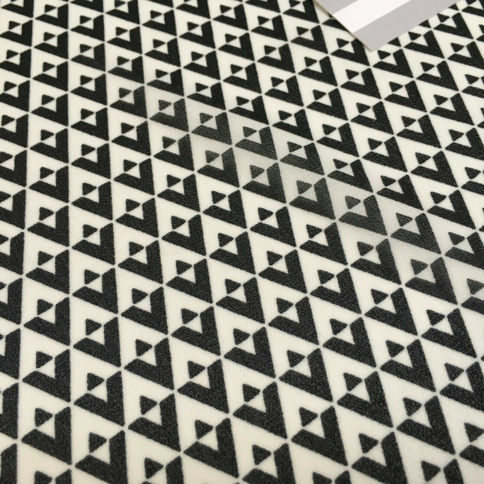 Black Ivory geometric Georgette Dress Fabric 150cm M401-61 Mtex