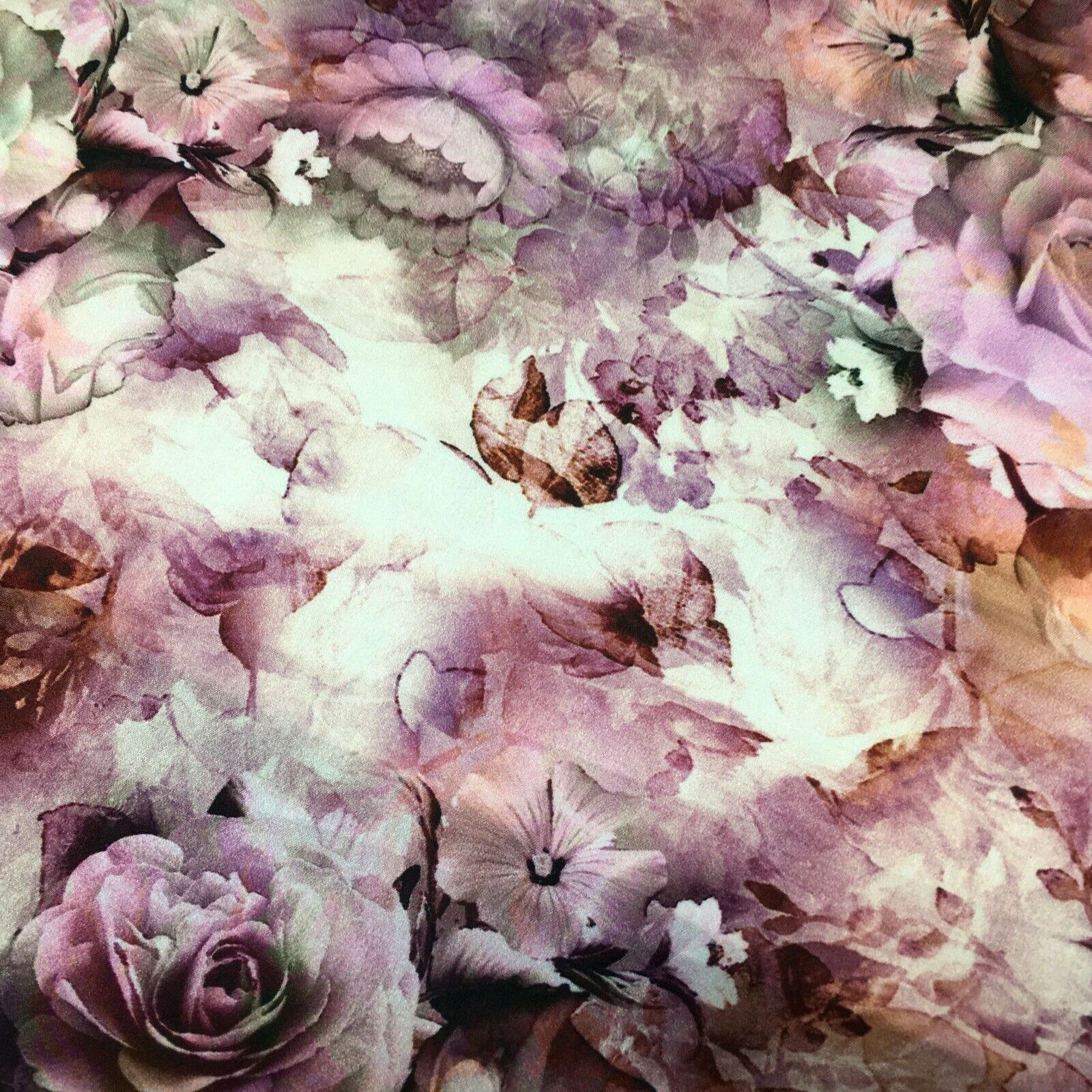 Floral Vintage Soft Digital Printed Satin Dress Fabric 110 cm Wide MA1141 Mtex