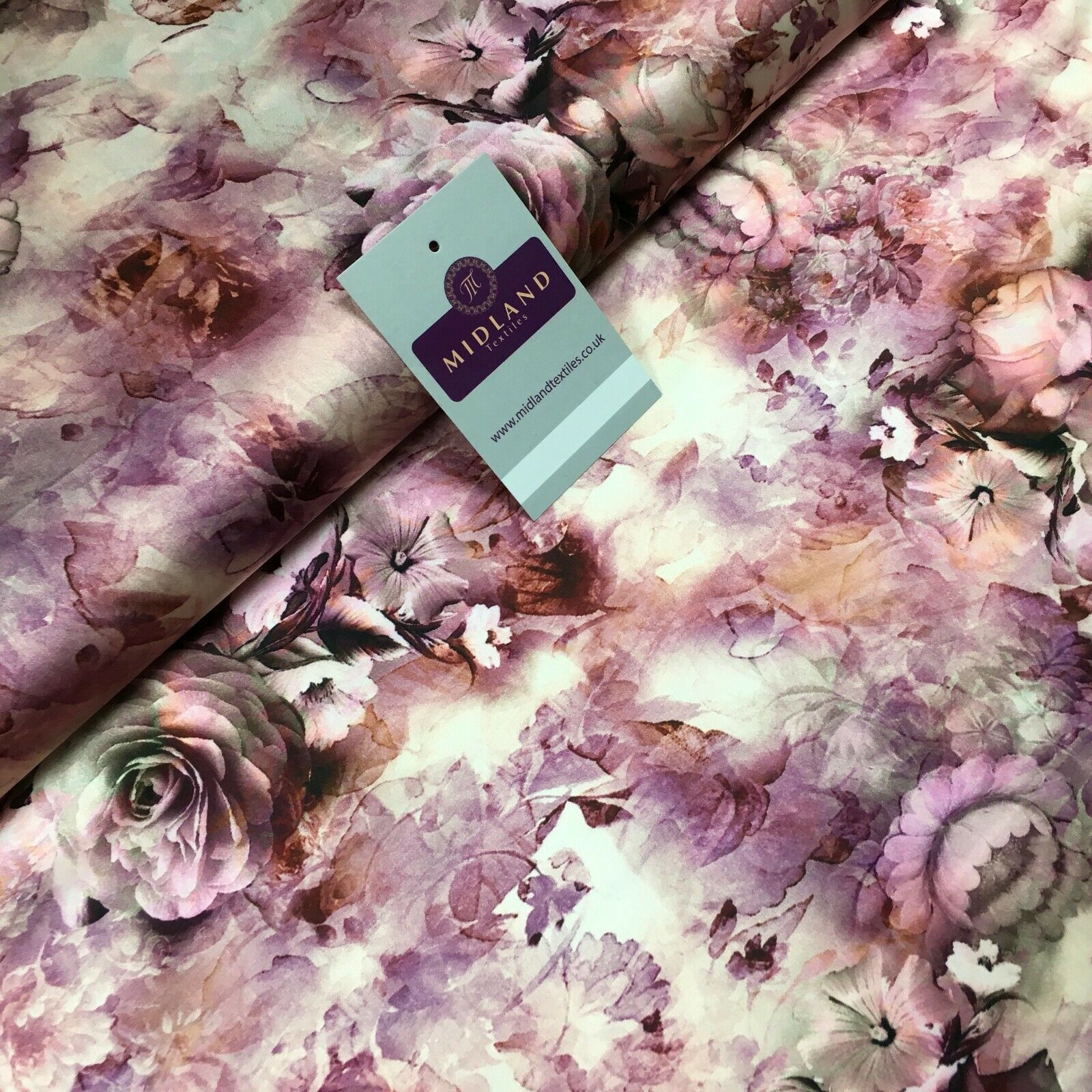 Floral Vintage Soft Digital Printed Satin Dress Fabric 110 cm Wide MA1141 Mtex