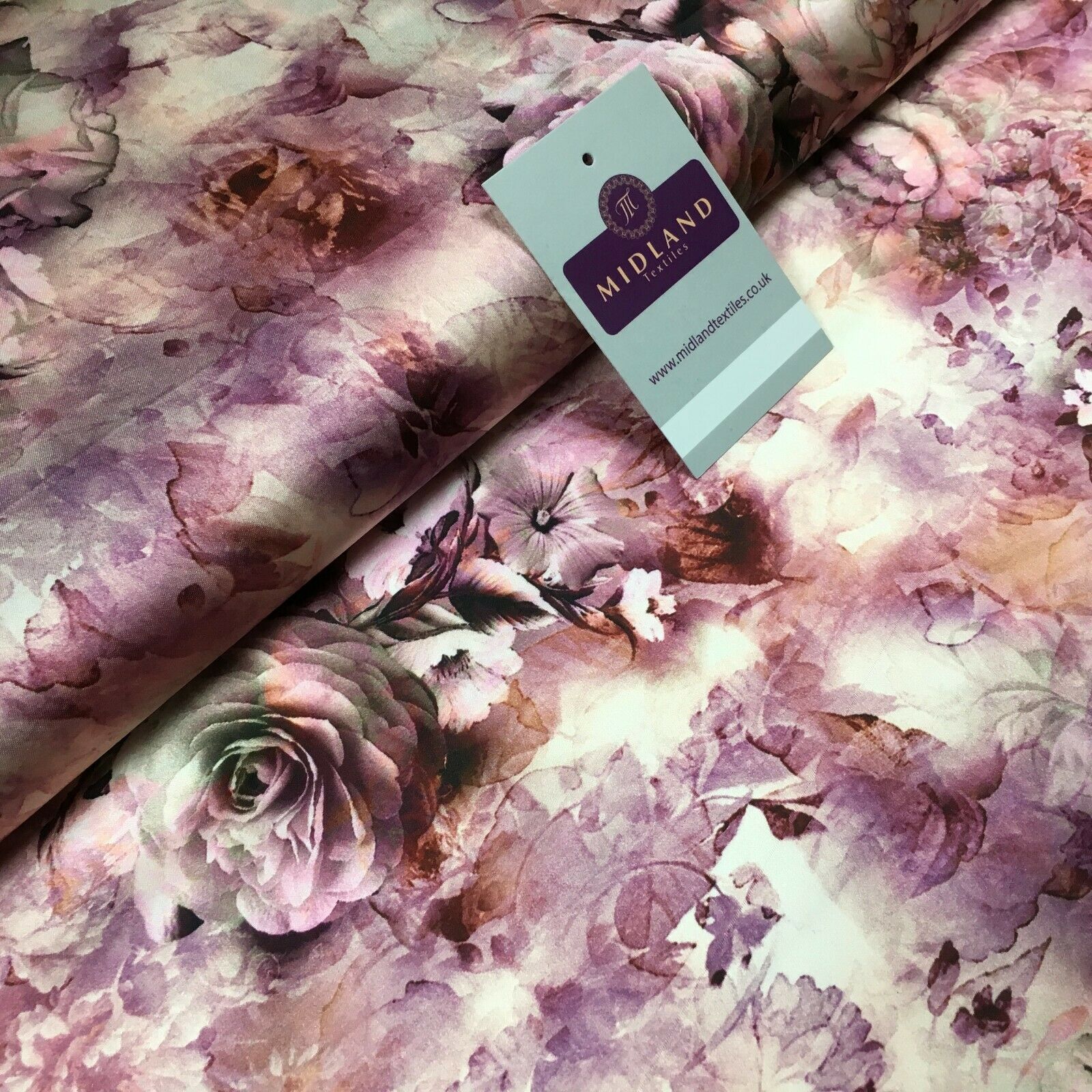 Floral Vintage Soft Digital Printed Satin Dress Fabric 110 cm Wide MA1141 Mtex