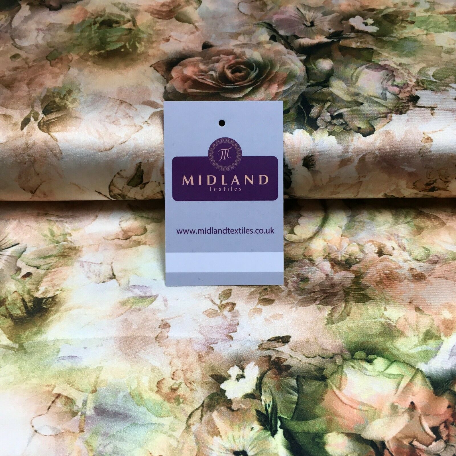 Floral Vintage Soft Digital Printed Satin Dress Fabric 110 cm Wide MA1141 Mtex
