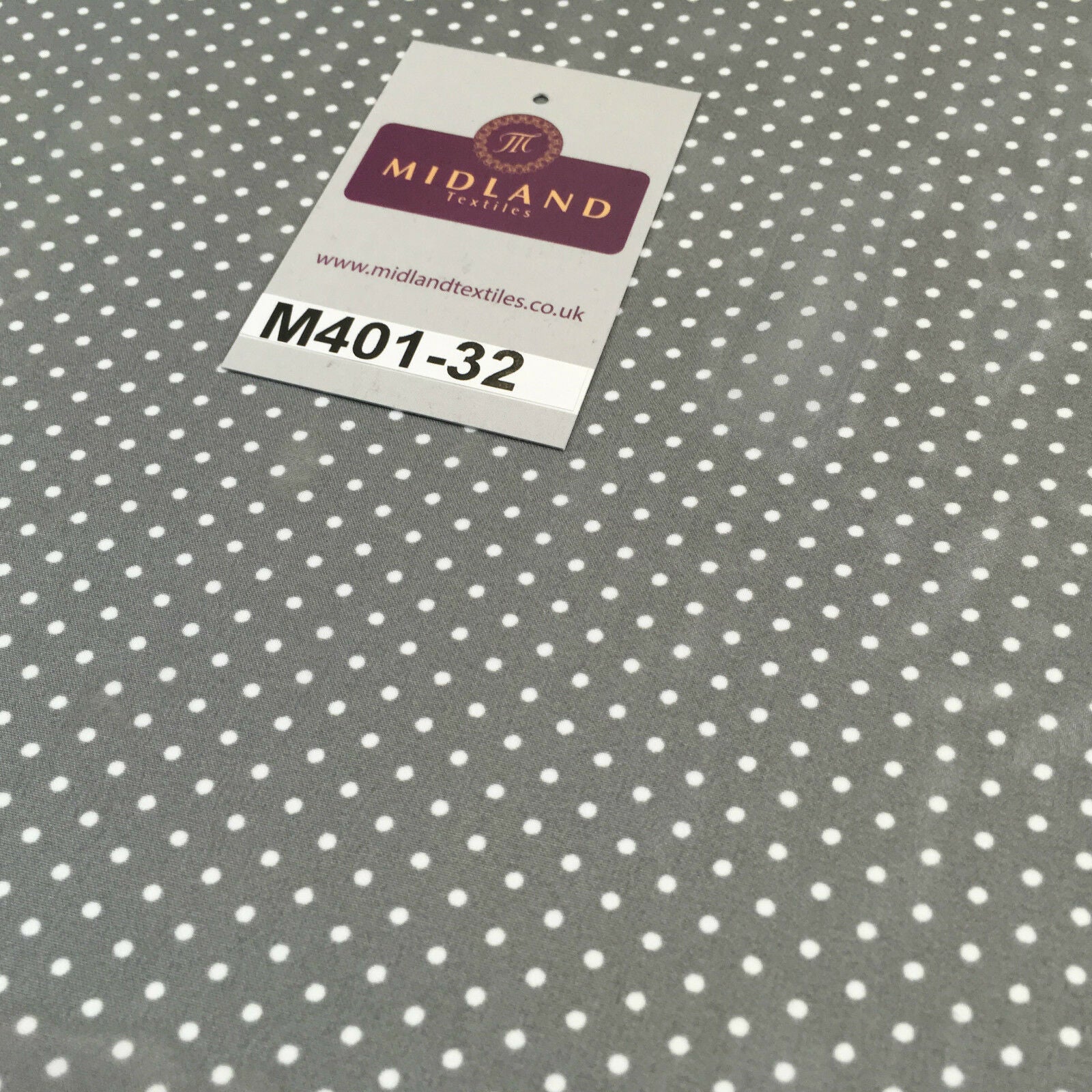 Grey and White Small Dotted Light chiffon Printed fabric 58' M401-32 Mtex