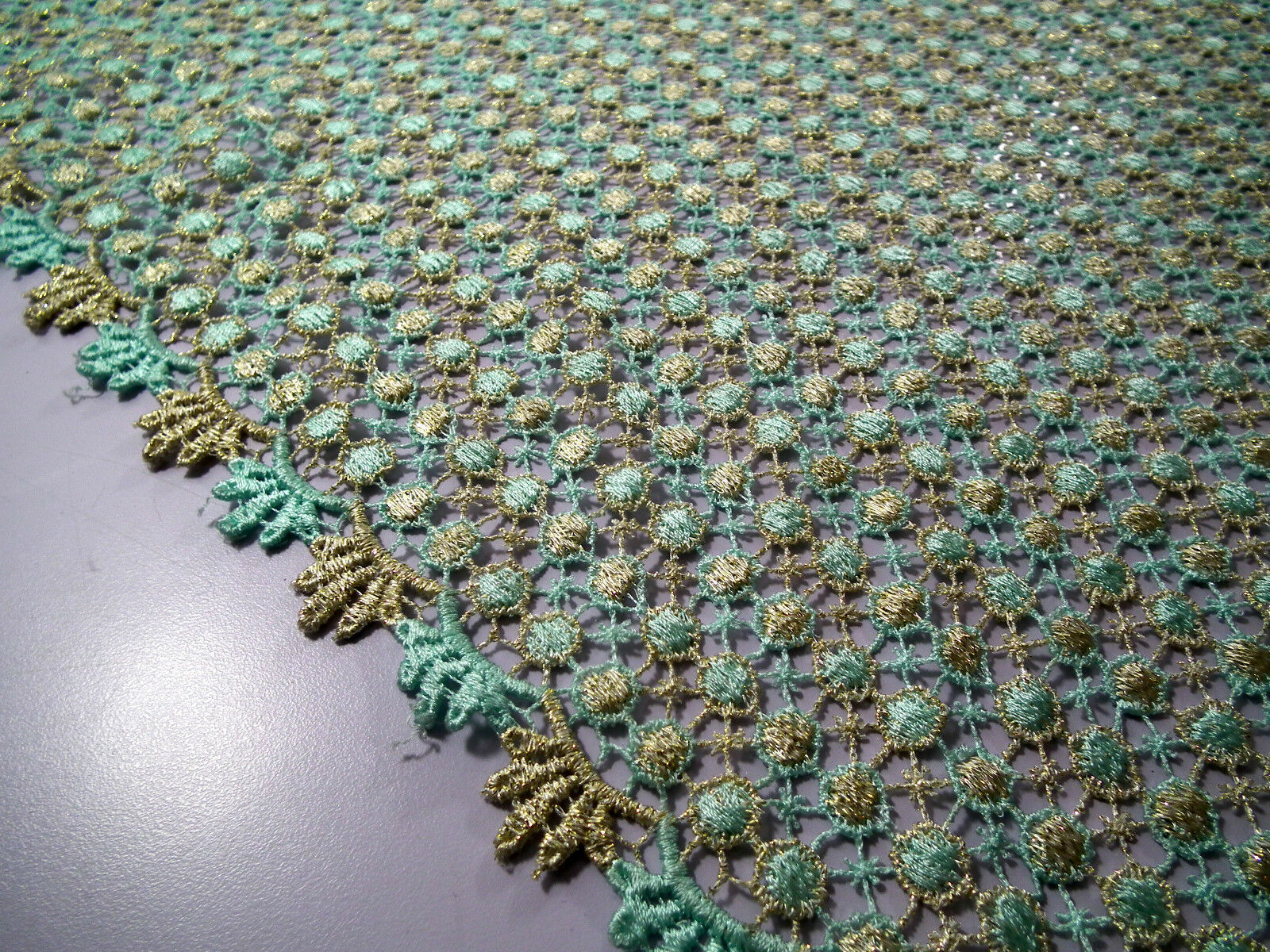 Fancy Guipure Net Lace fabric with metallic circle detail  M186-10 Mtex