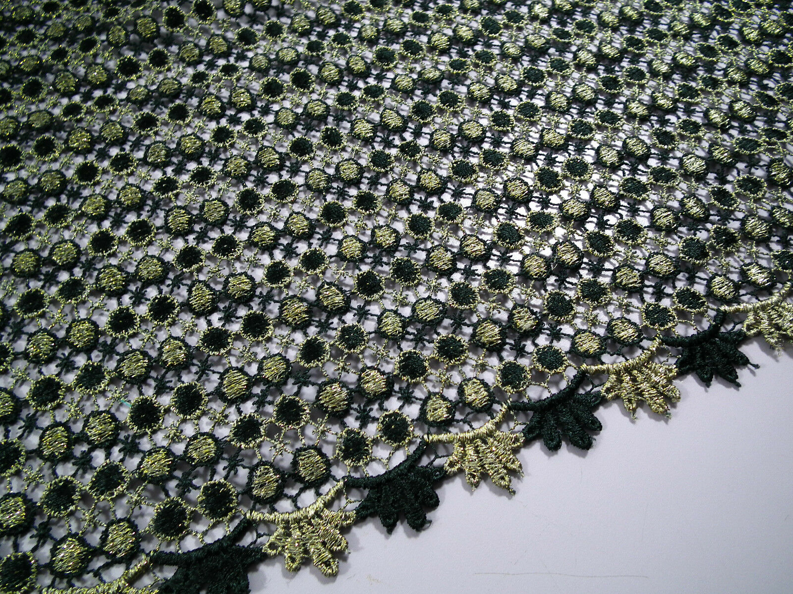 Fancy Guipure Net Lace fabric with metallic circle detail  M186-10 Mtex