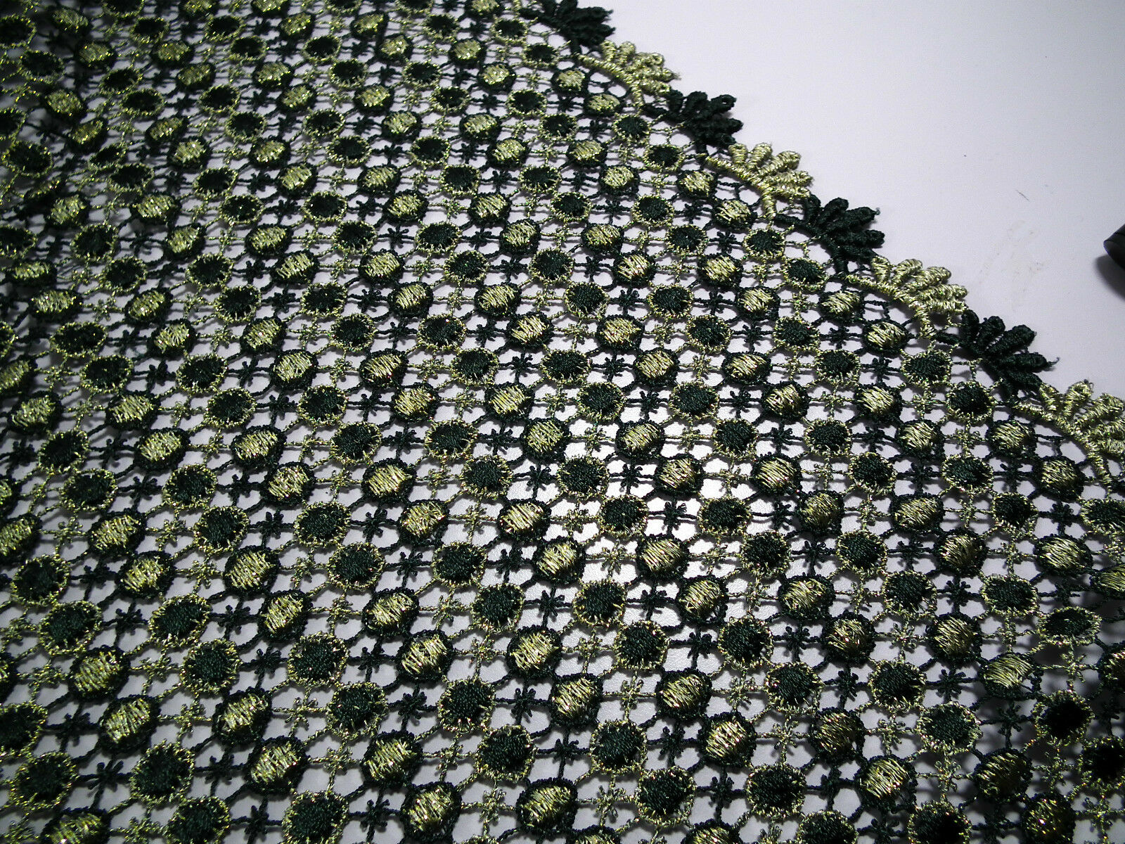 Fancy Guipure Net Lace fabric with metallic circle detail  M186-10 Mtex