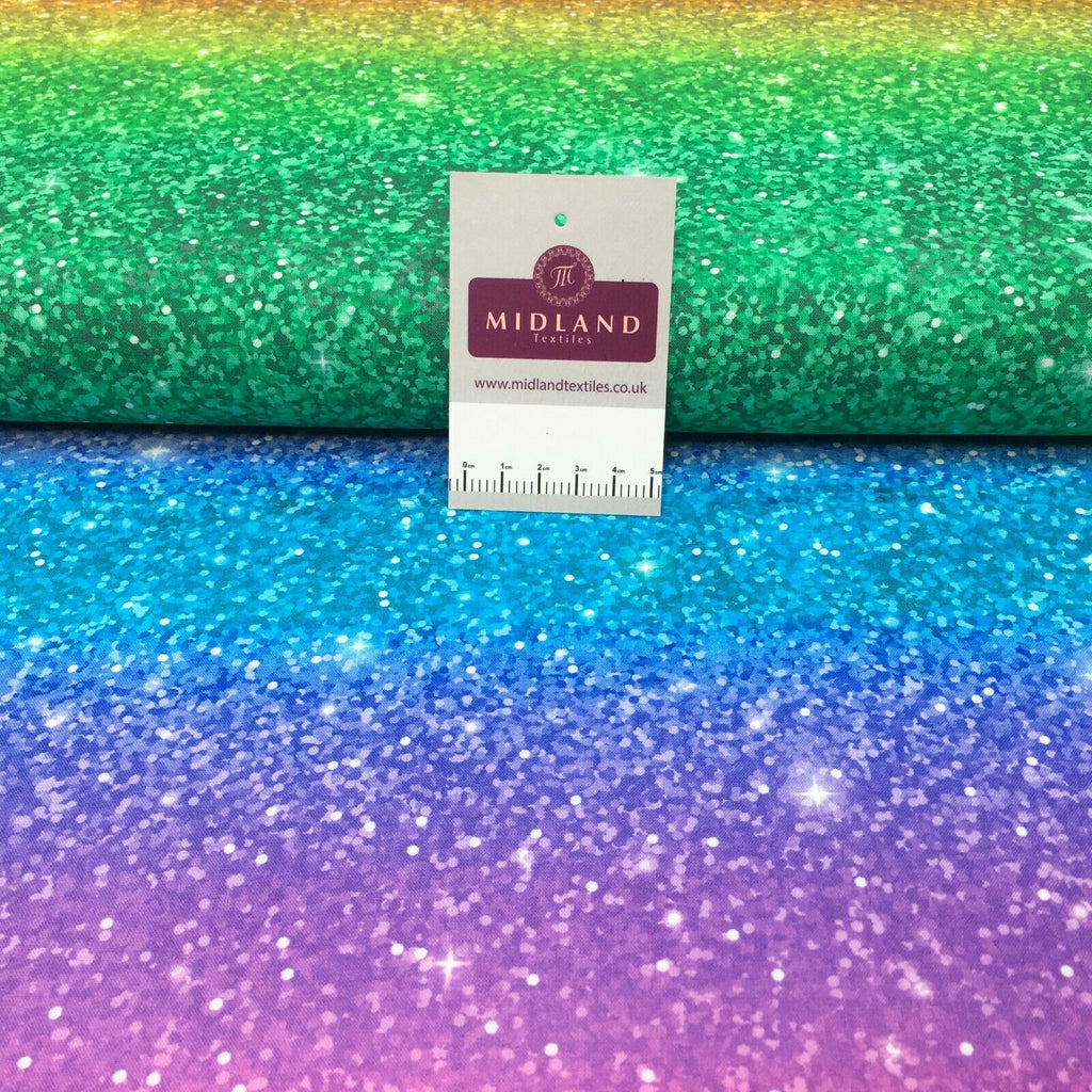 Rainbow glitter effect Digital Printed 100% Cotton  mask Fabric MH1454 Mtex