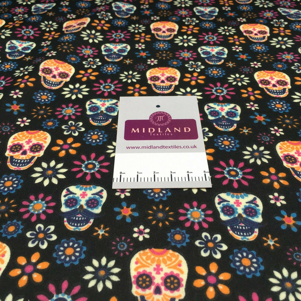 Mexican Halloween day of the dead craft mask poly cotton Fabric M1448 Mtex