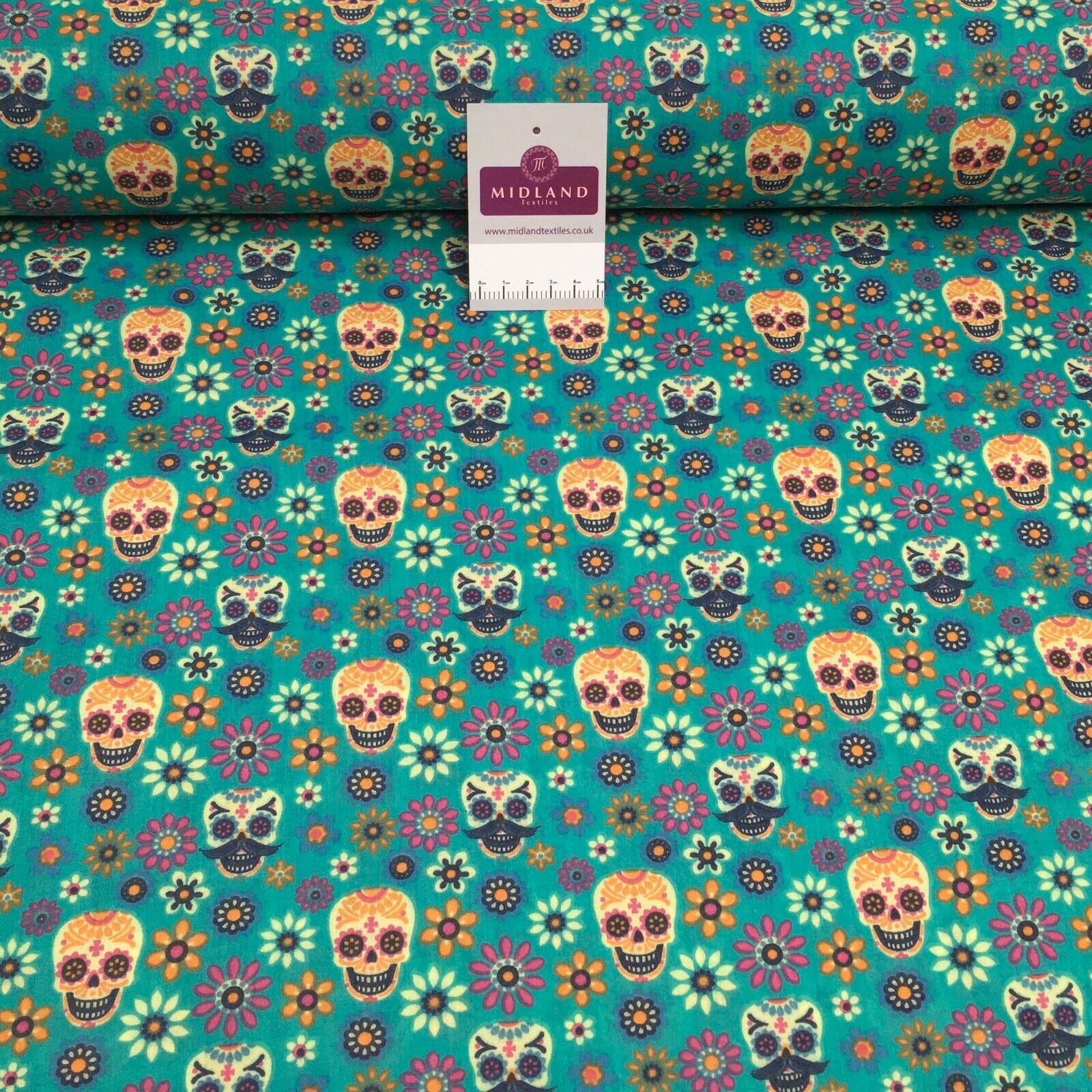 Mexican Halloween day of the dead craft mask poly cotton Fabric M1448 Mtex