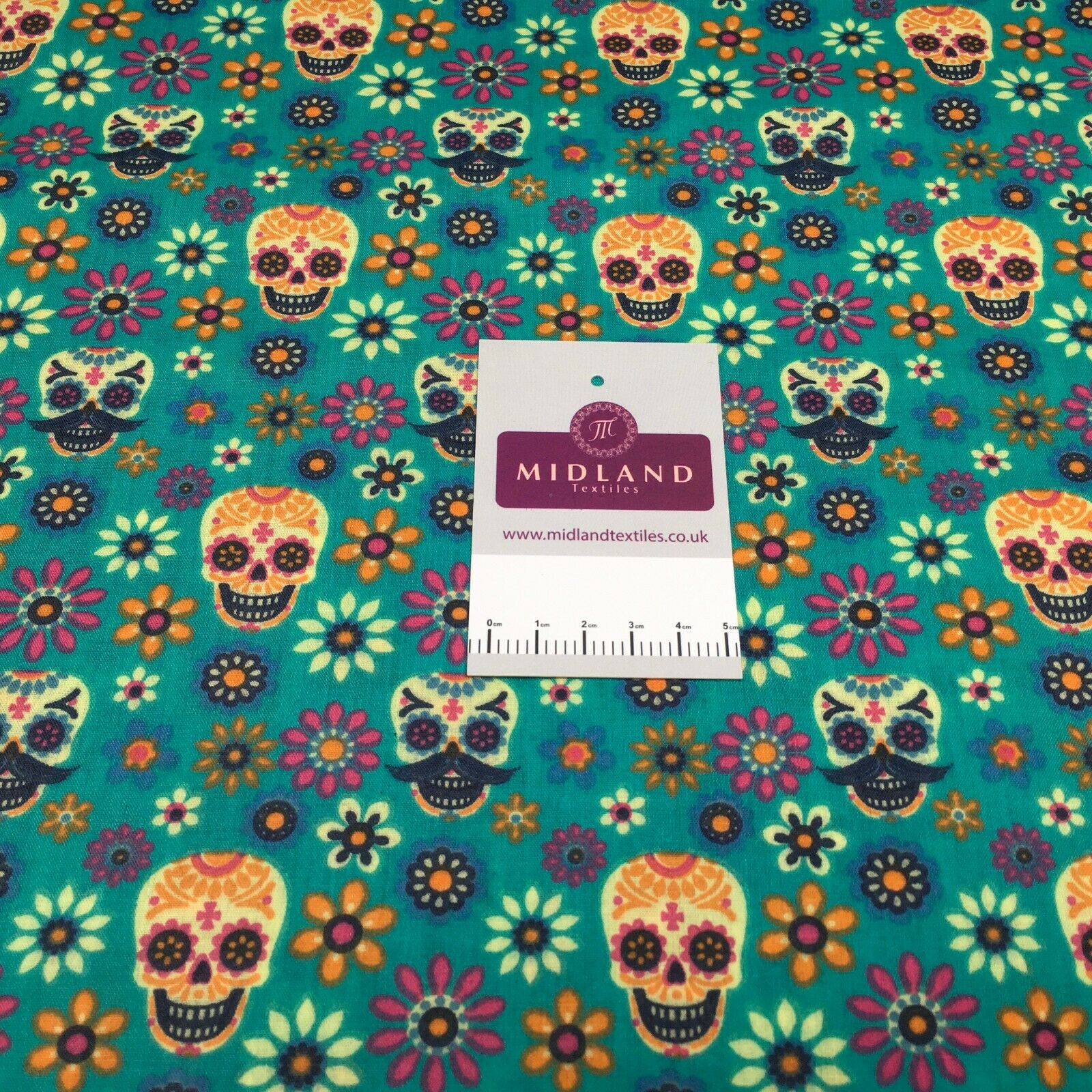 Mexican Halloween day of the dead craft mask poly cotton Fabric M1448 Mtex