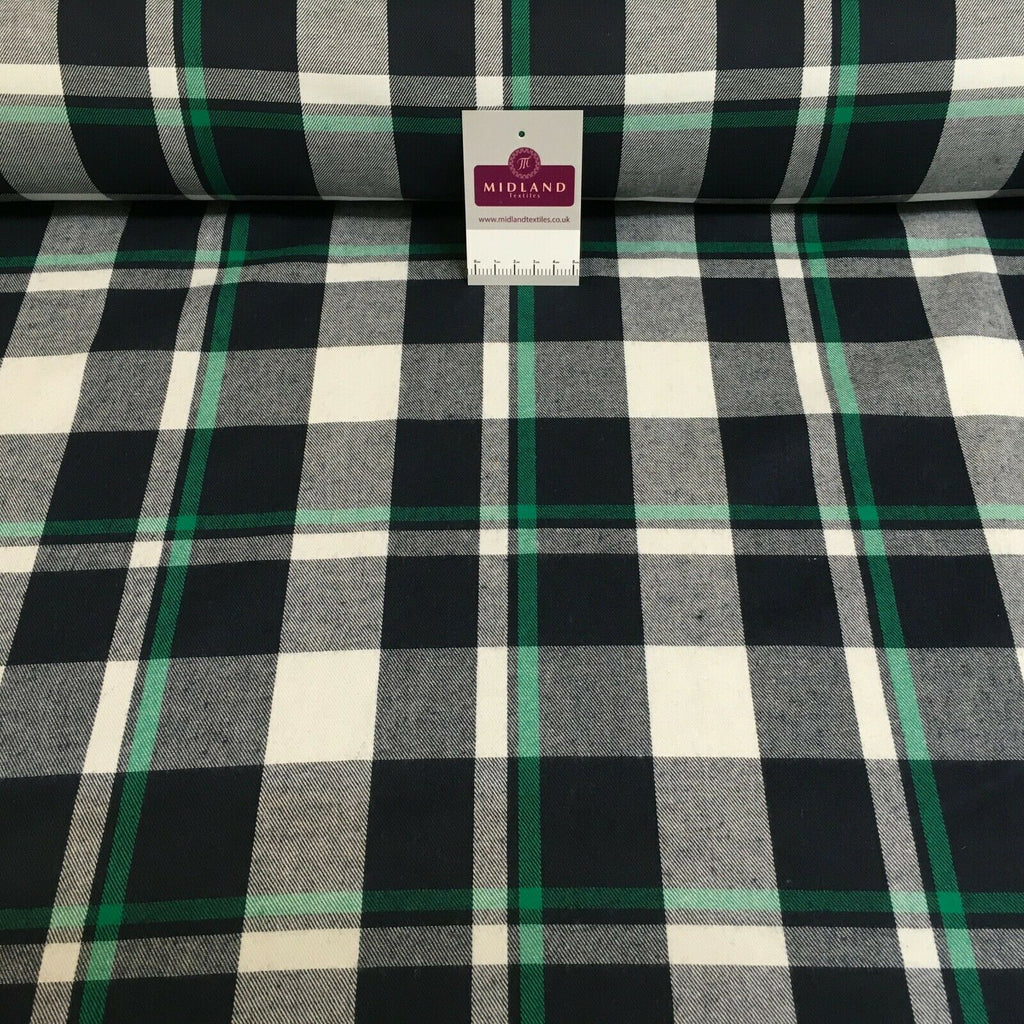 Green Navy cotton twill tartan check dress Fabric M1437