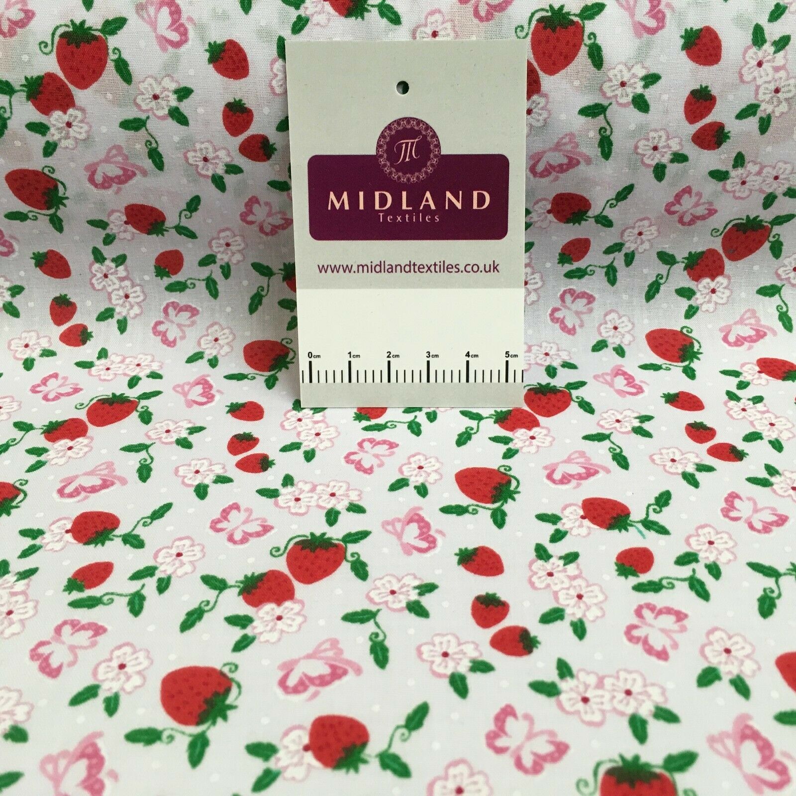 Floral Strawberry butterfly polycotton craft Fabric M1447 Mtex