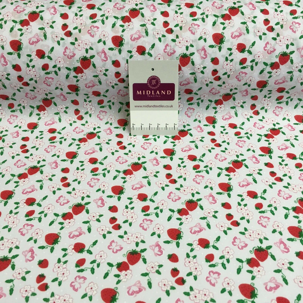 Floral Strawberry butterfly poly cotton craft Fabric M1447 Mtex