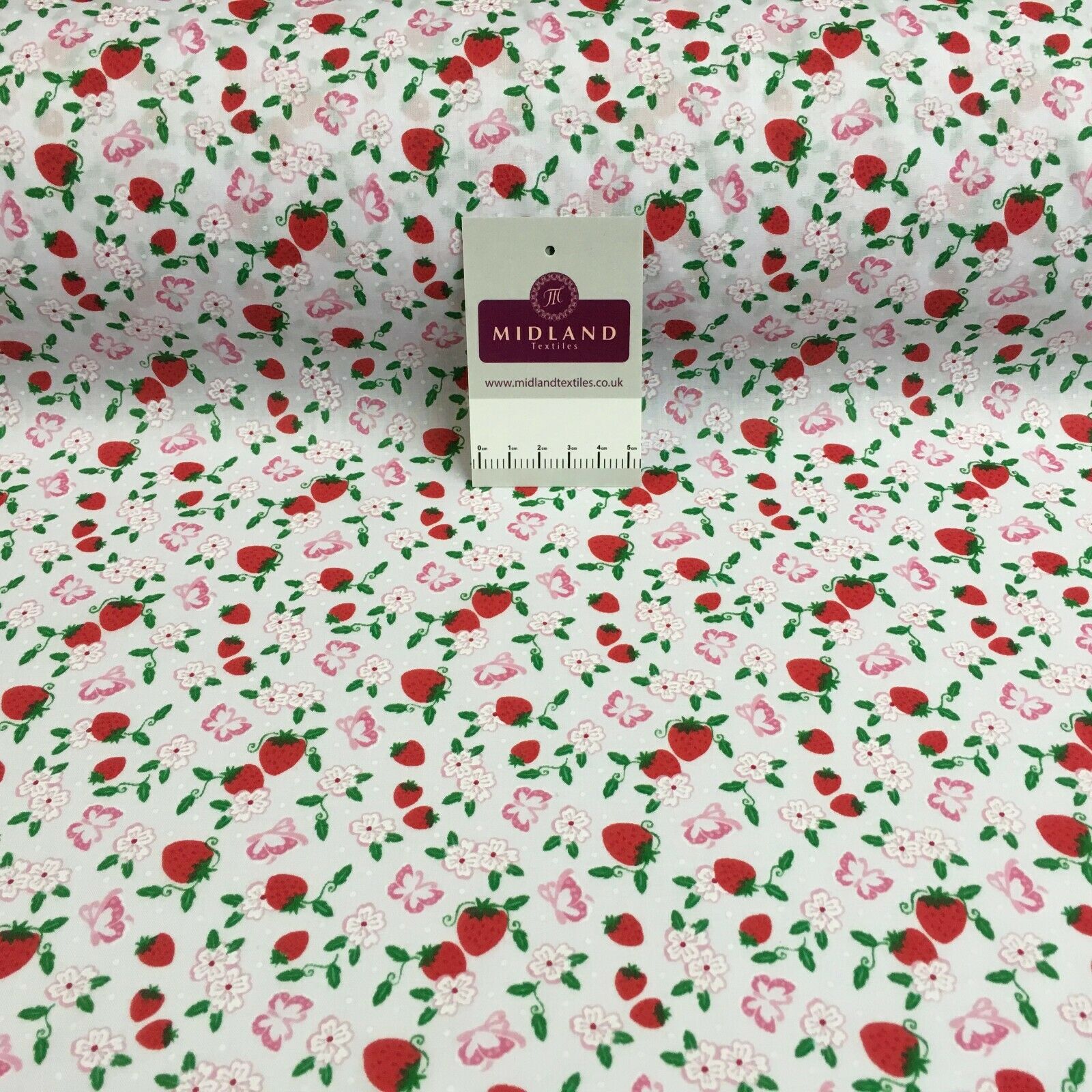 Floral Strawberry butterfly polycotton craft Fabric M1447 Mtex