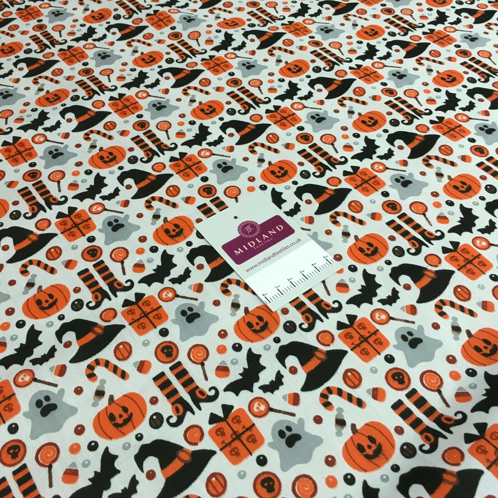 White Halloween theme craft polycotton mask Fabric M1444 Mtex