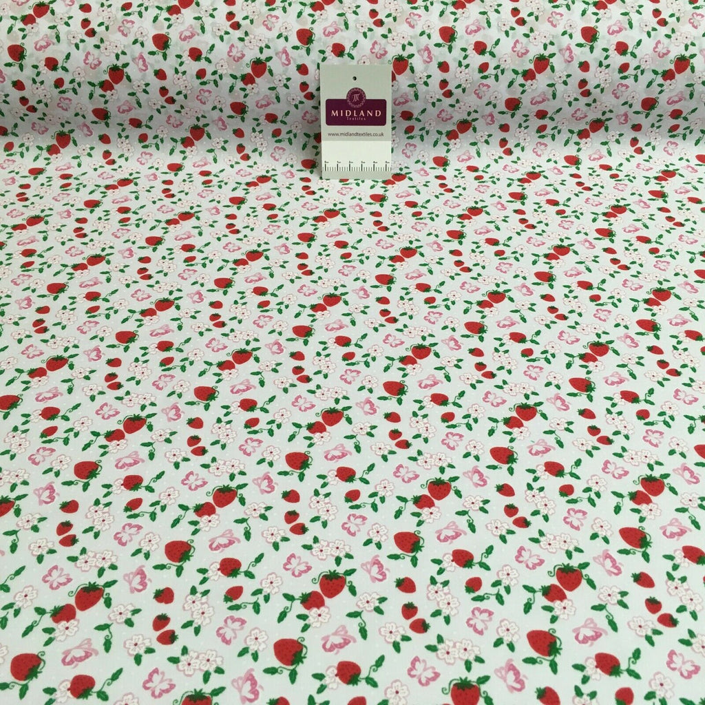 Floral Strawberry butterfly poly cotton craft Fabric M1447 Mtex