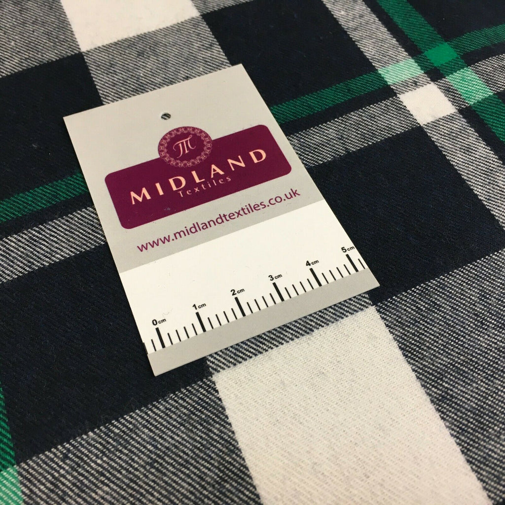 Green Navy cotton twill tartan check dress Fabric M1437