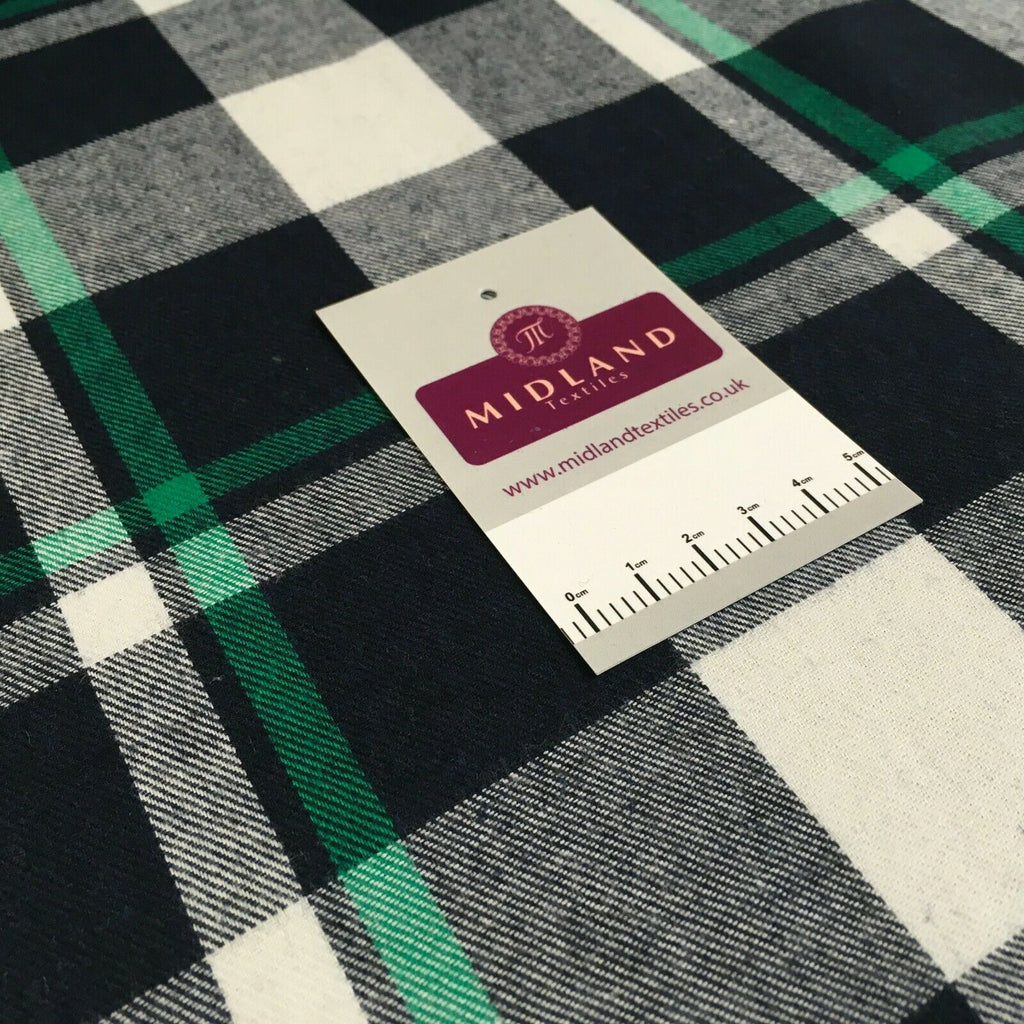 Green Navy cotton twill tartan check dress Fabric M1437